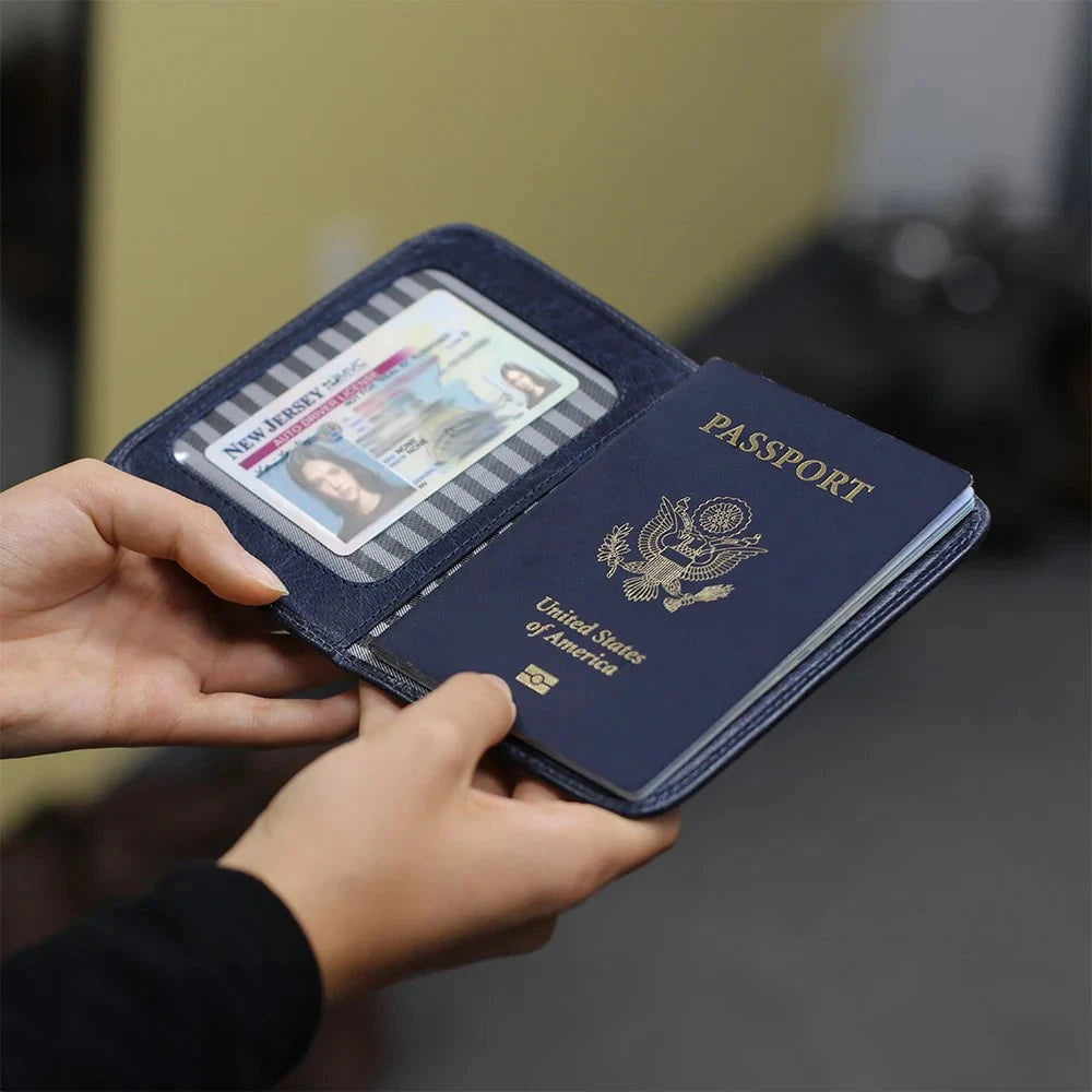 Premium Leather Passport Holder - RFID Blocking Travel Wallet for Men & Women - Secure & Stylish Passport Cover for International Travel & Business Trips
