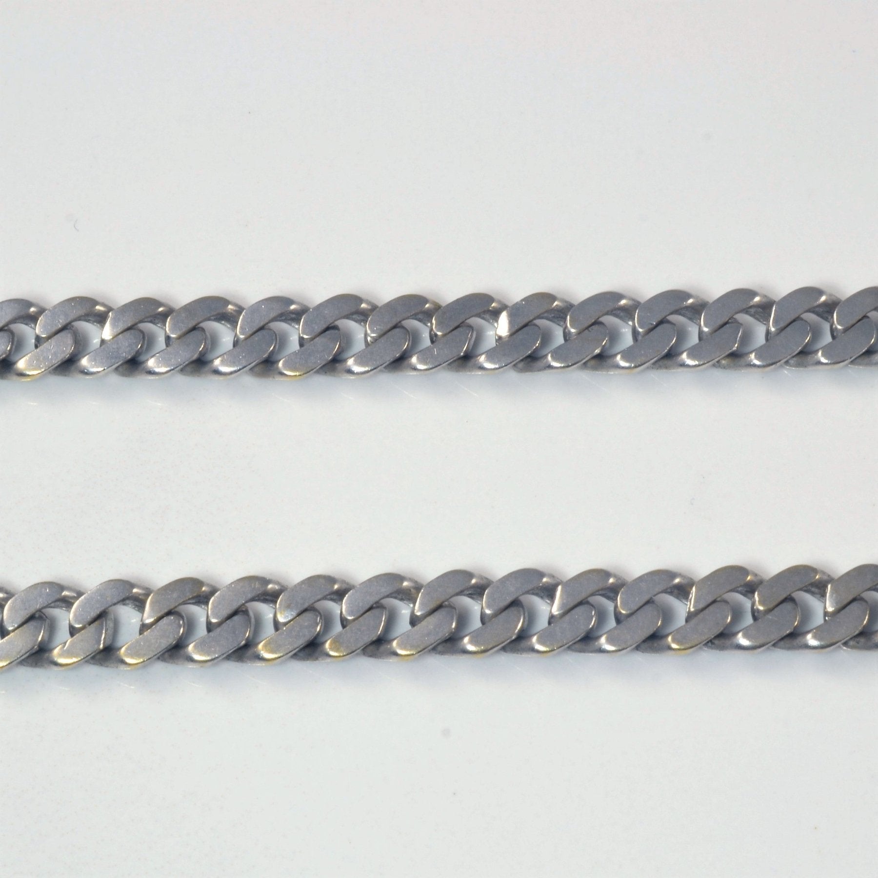 10K White Gold Heavy Curb Chain Necklace 26