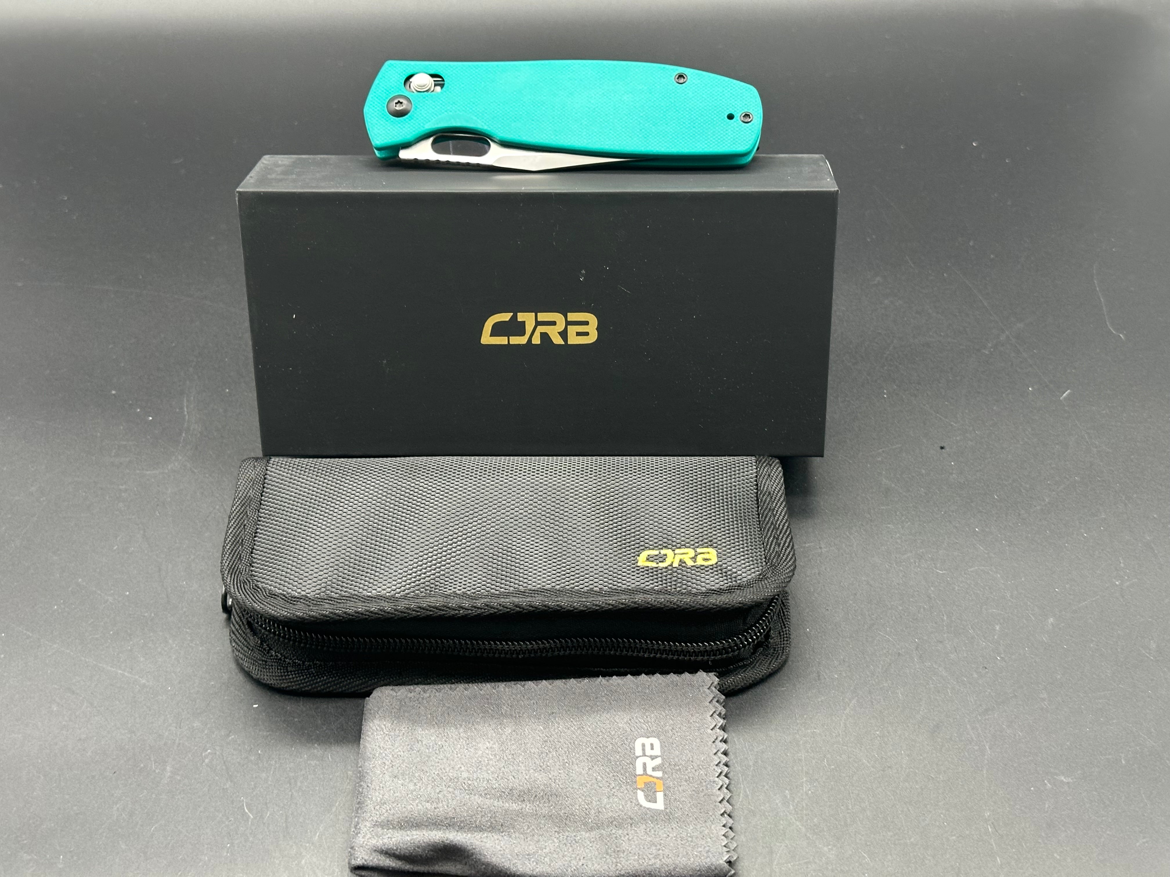 CJRB Prado Folding Knife - Aqua Green G10 Handle, AR-RPM9 Steel, Plain Edge Satin Finish - EDC, Outdoor, Camping & Survival Tool