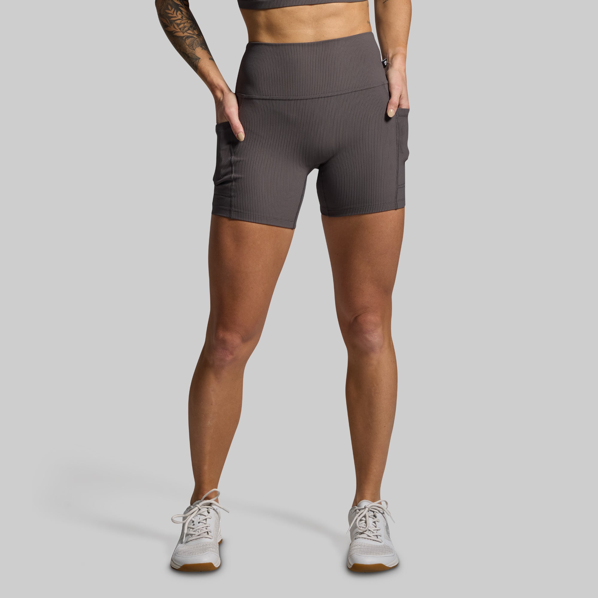 All or Nothing Workout Shorts for Women - Dark Grey - High Waist Gym Shorts for Running, Yoga & Fitness