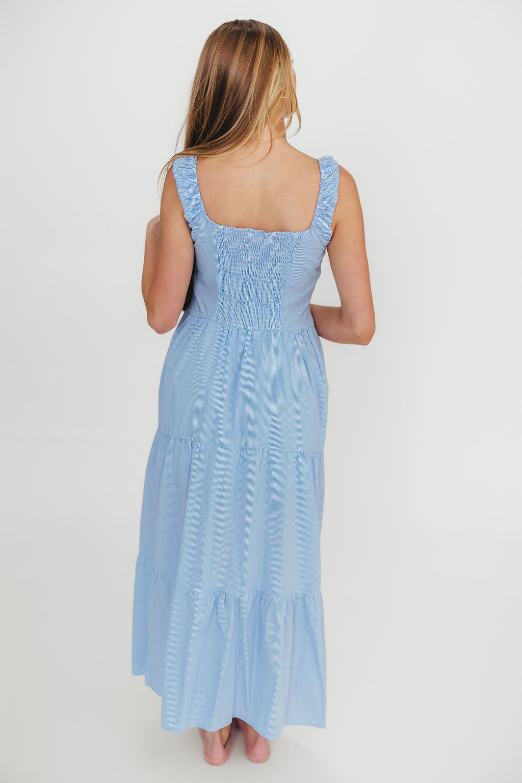 Katie 100% Cotton Maxi Dress - Blue Striped Flowy Summer Dress for Women | Beach Cover Up, Vacation Outfit, Casual Daywear