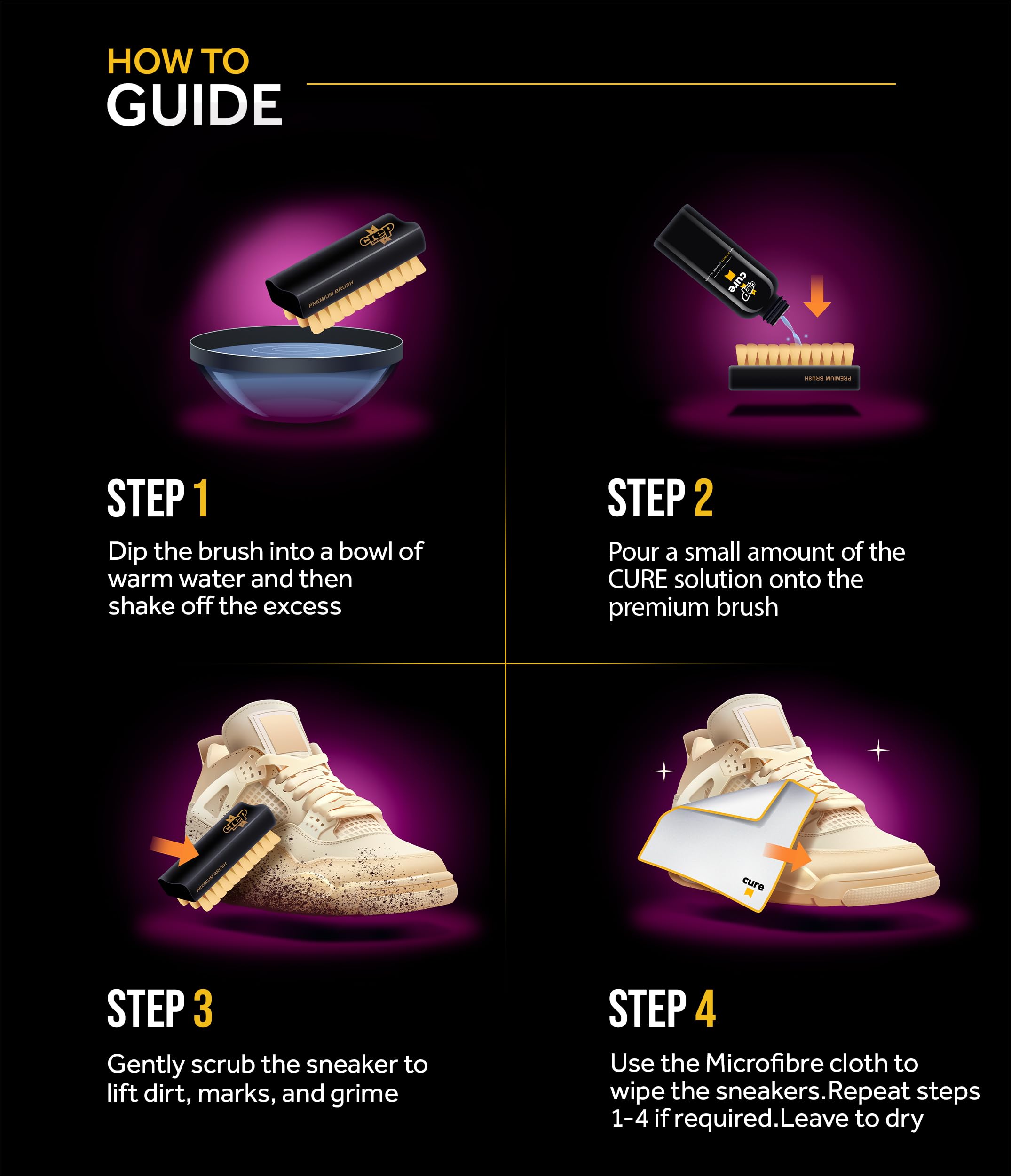 Crep Protect Shoe Cleaner Kit - Premium Sneaker Cleaning Solution with Brush & Microfiber Cloth for Leather, Suede, Nubuck & Canvas Shoes | Perfect for Daily Cleaning, Shoe Care & Sneaker Restoration