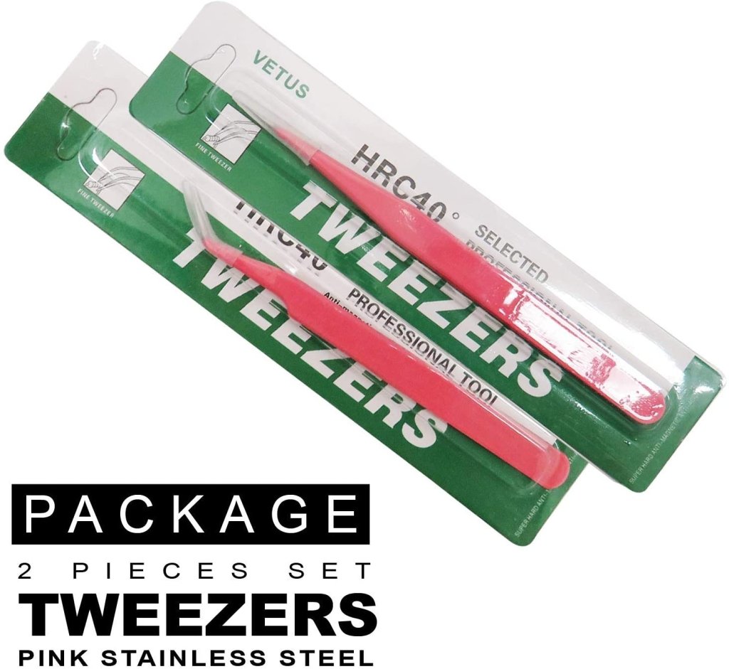 2PC Pink Eyelash Tweezers - Professional False Eyelash Applicator Tools for Precise Extension Application | Perfect for Salon, Home Use & Makeup Artists