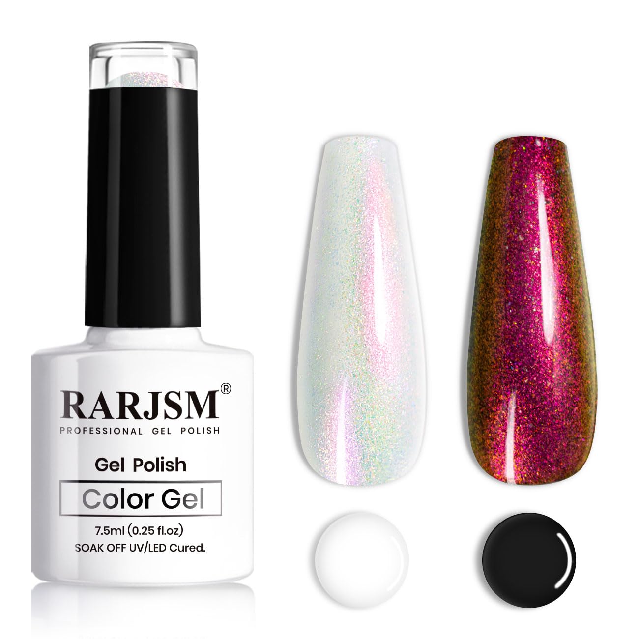 RARJSM Glitter Gel Nail Polish - Pearl Mermaid Shimmer UV LED Cured Nail Art Polish (7.5ml) for Salon & Home Manicure - Perfect for Parties, Weddings & Special Occasions