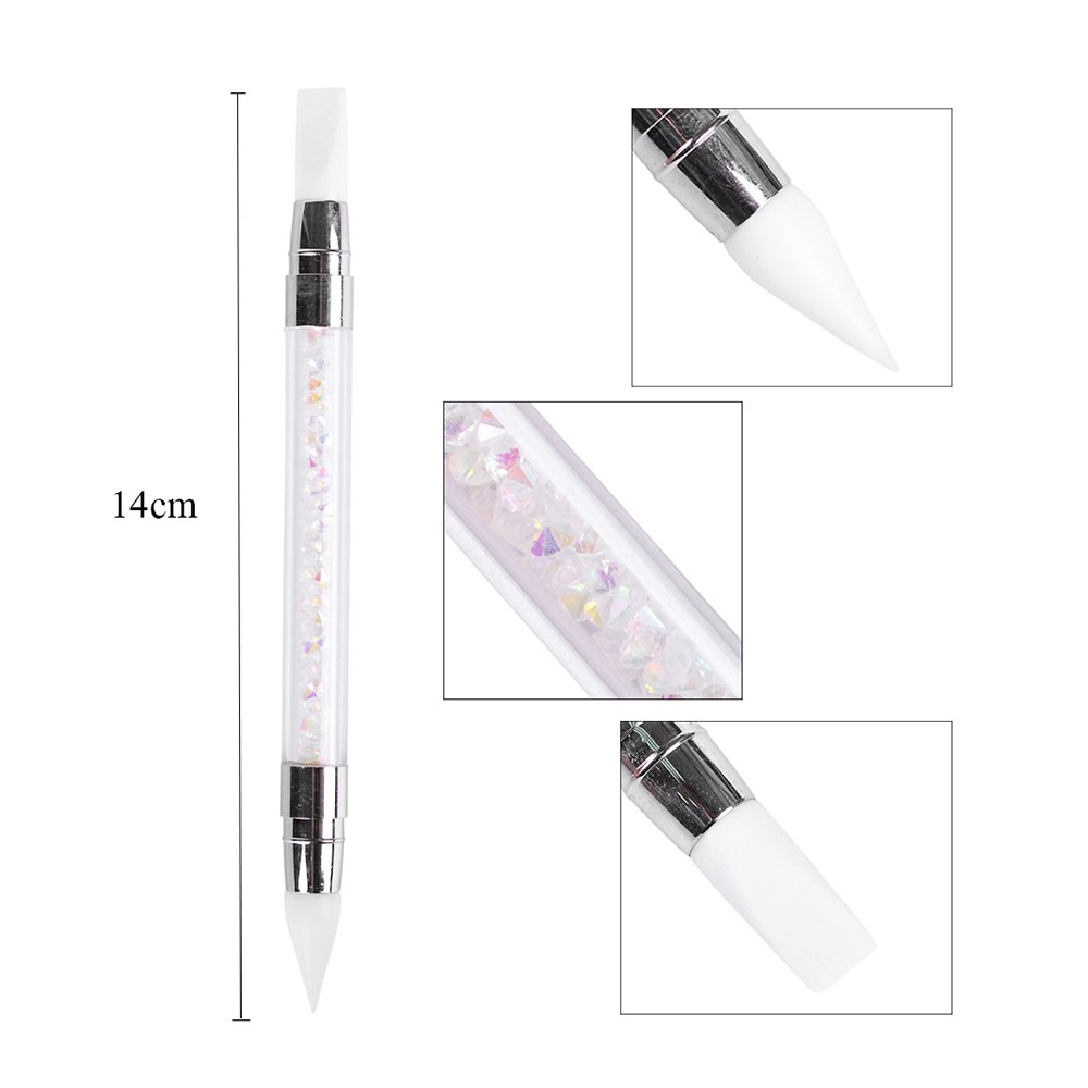 LAURAG Acrylic Rhinestone Nail Art Brush - Professional Silicone Carving Brush for Glitter & Powder Picking | Perfect for Nail Extensions, 3D Nail Art Designs & Salon Use (1pc)