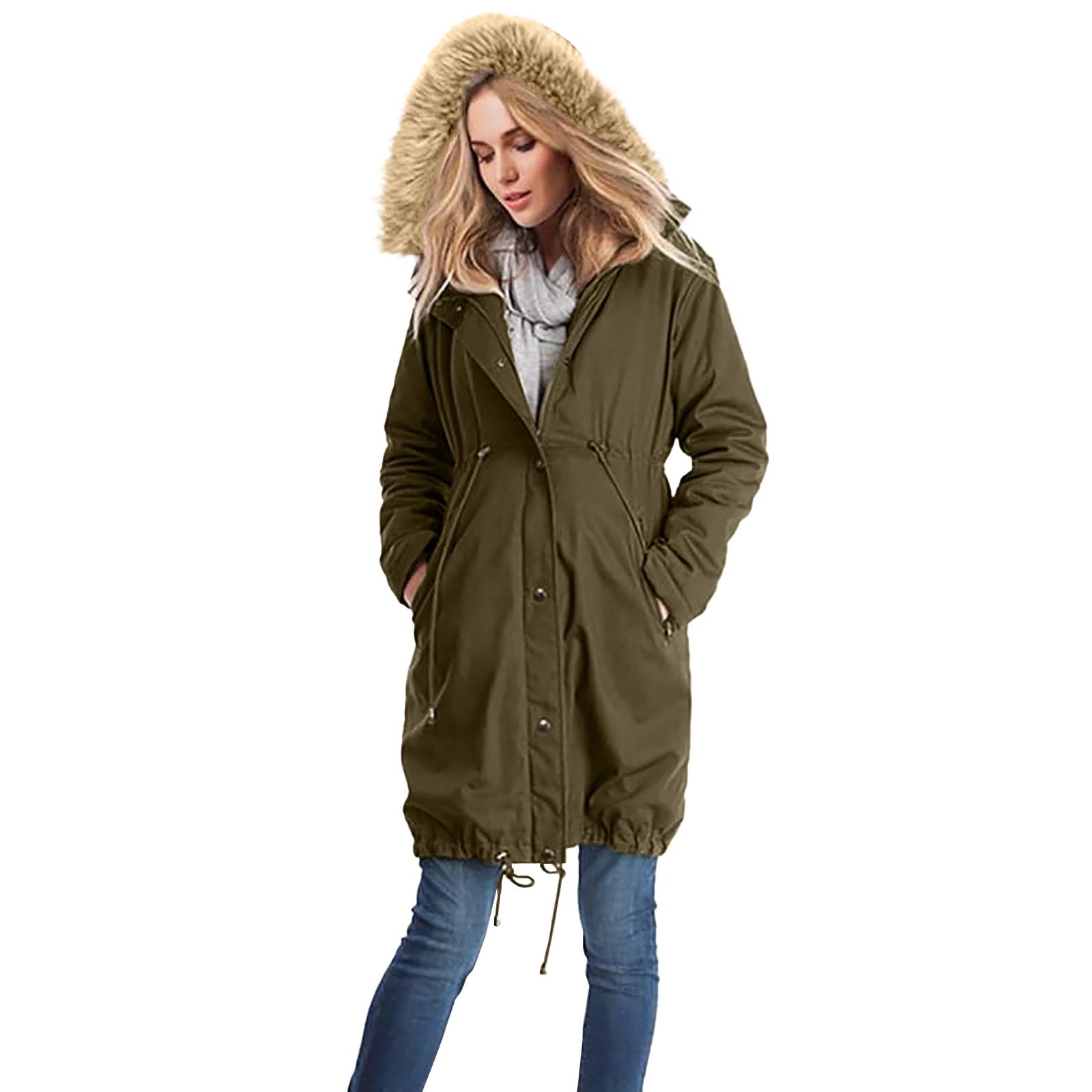 Women's 3-in-1 Thickened Fleece Lined Maternity Winter Coat with Hood - Warm Pregnancy Jacket for Cold Weather | Perfect for Outdoor Activities & Daily Commute