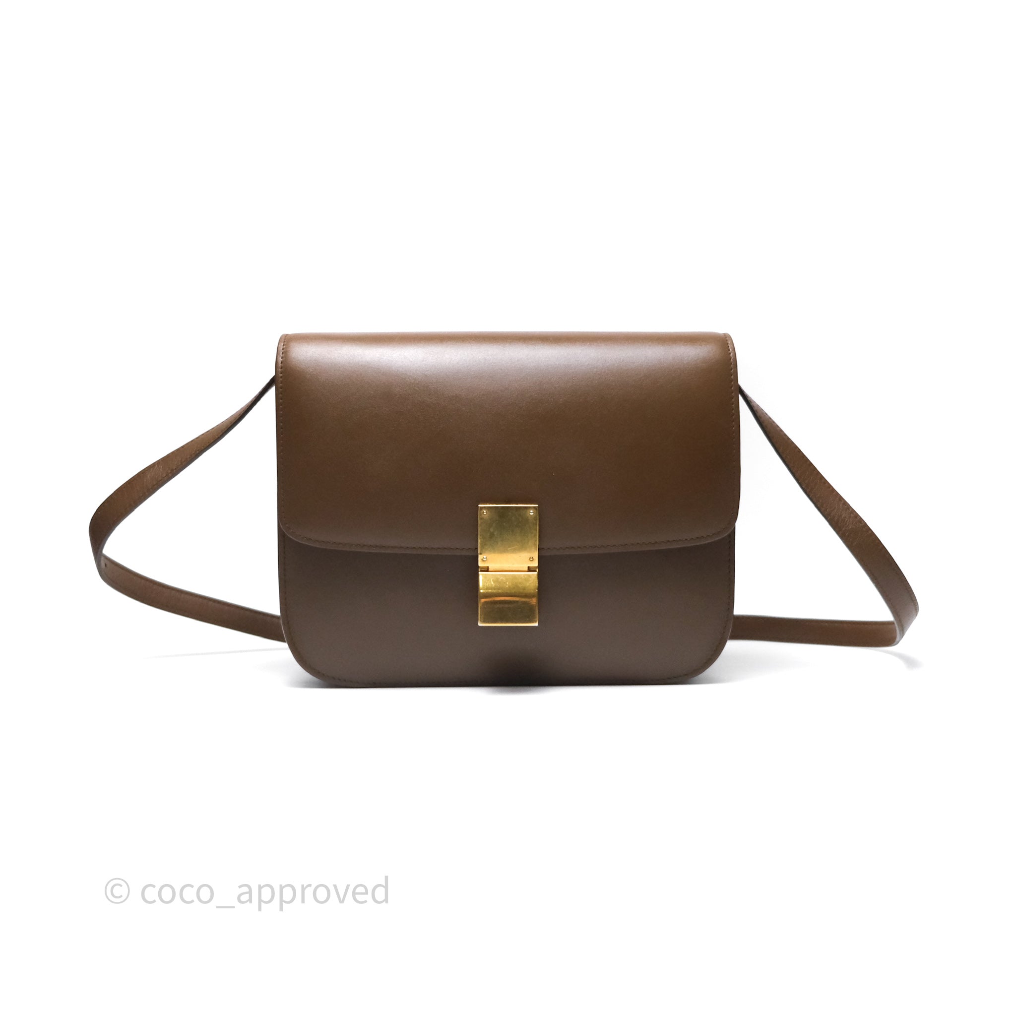 Celine Medium Classic Box Flap Bag in Caramel Calfskin Leather - Perfect for Work, Travel & Everyday Luxury