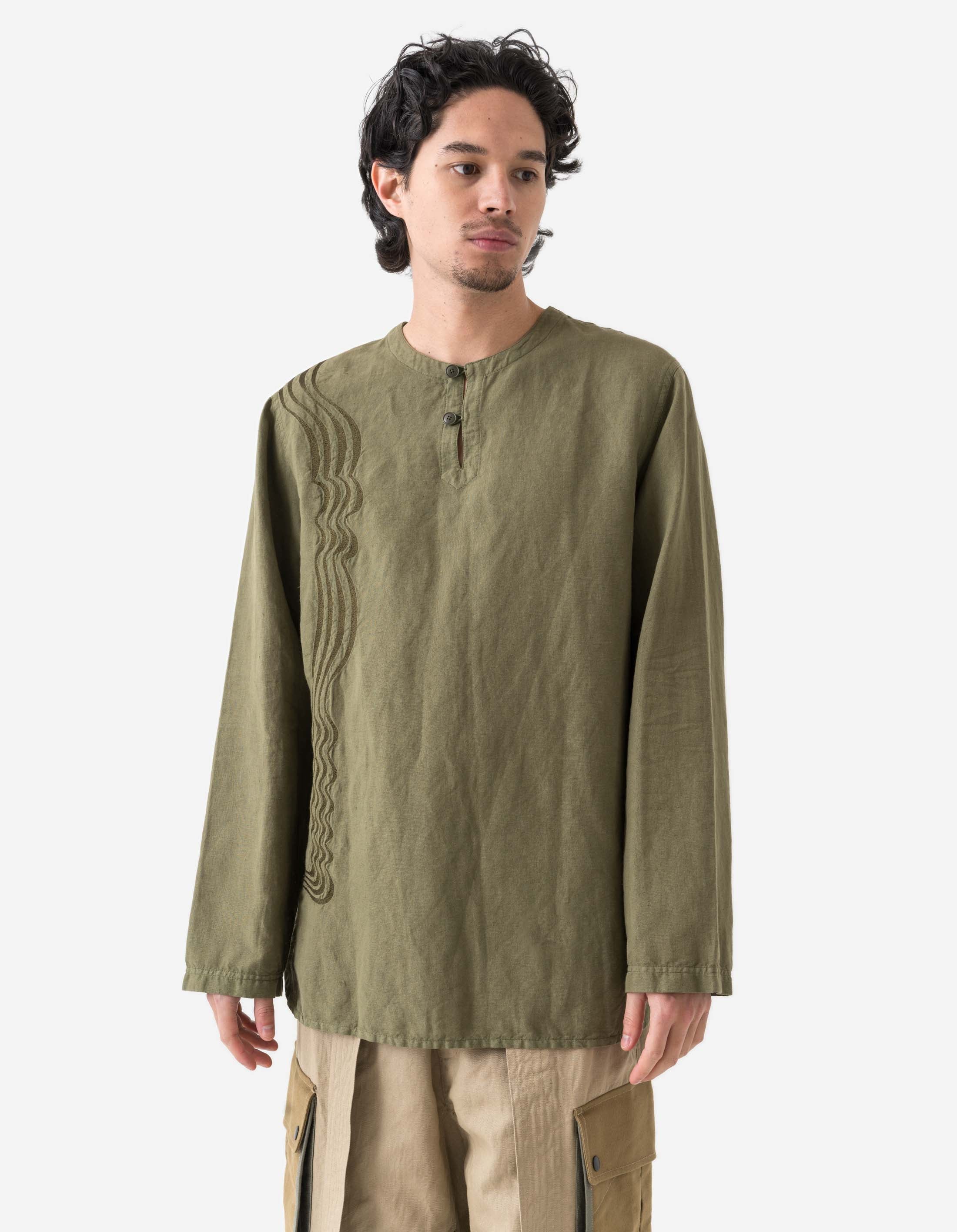 Maharishi 6053 Kurta Shirt - Olive OG 107F Cotton Ethnic Tunic for Men | Yoga, Meditation & Boho Fashion Outfit