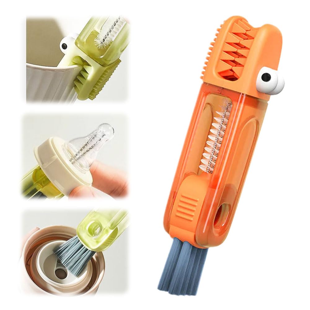 2024 New 3-in-1 Cup Lid Cleaning Brush Set - Multifunctional Baby Bottle Gap & Tight Space Cleaner with Portable Brush | Perfect for Travel, Kitchen, Baby Care & Household Cleaning