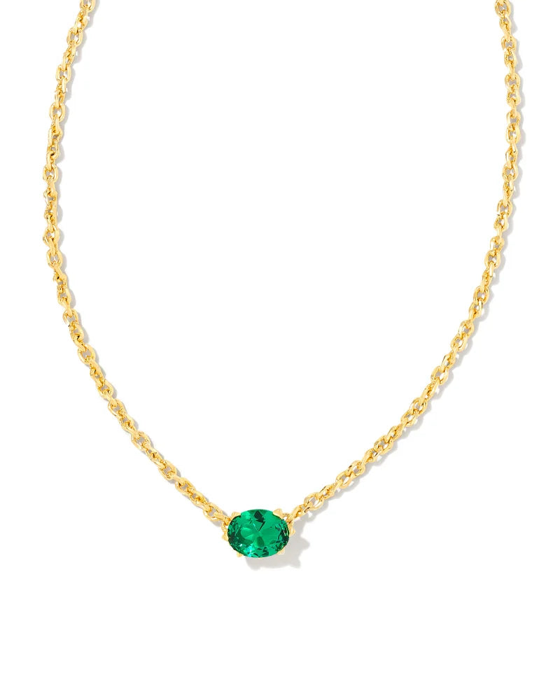 Elegant Cailin Gold Pendant Necklace with Green Crystal - Perfect for Women's Daily Wear, Gift Giving & Special Occasions