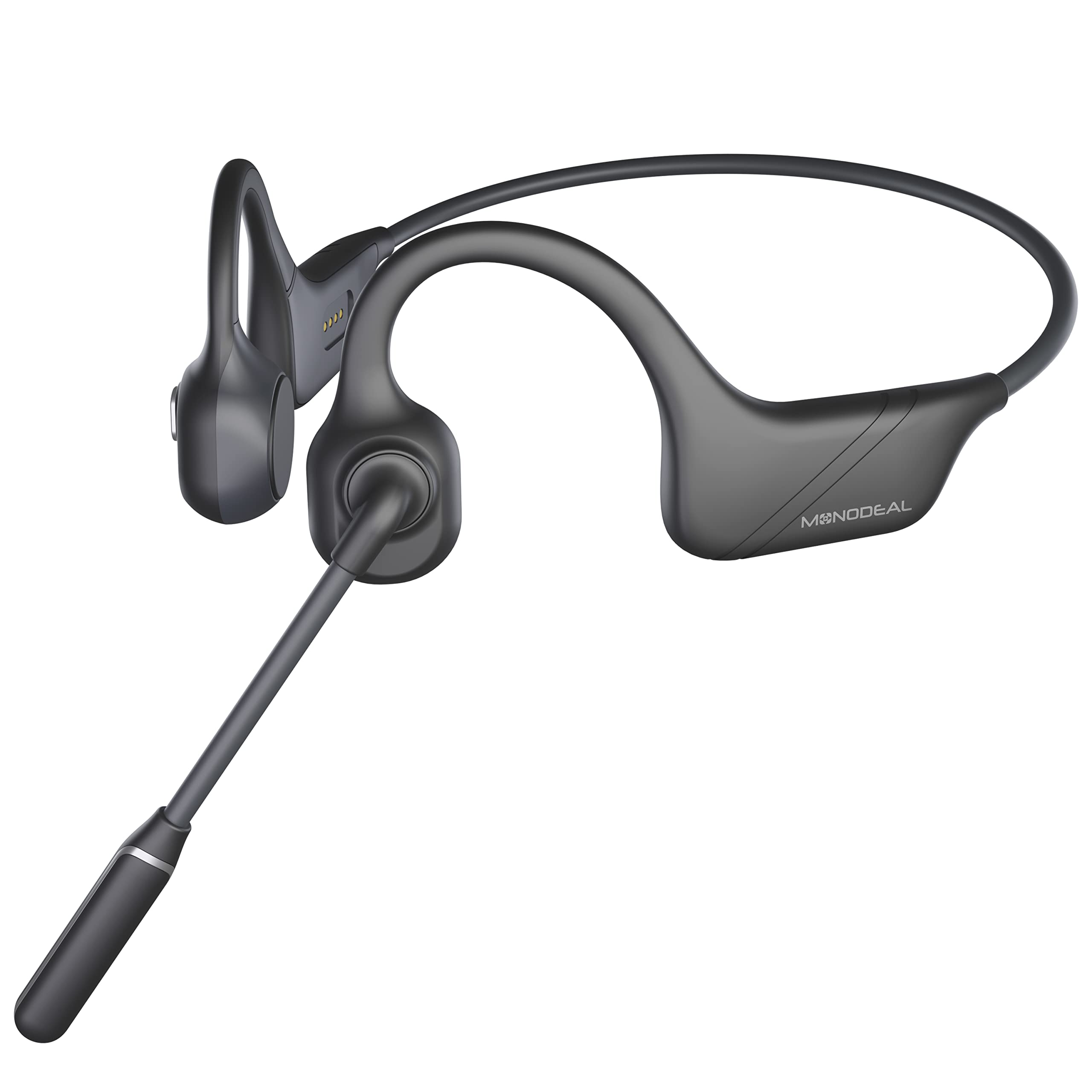 MONODEAL Bluetooth 5.3 Bone Conduction Headphones with Noise-Canceling Boom Mic - Open Ear Wireless Headset for Work, Driving, Home Office & Commercial Use - Perfect for Conference Calls, Gym Workouts & Outdoor Activities