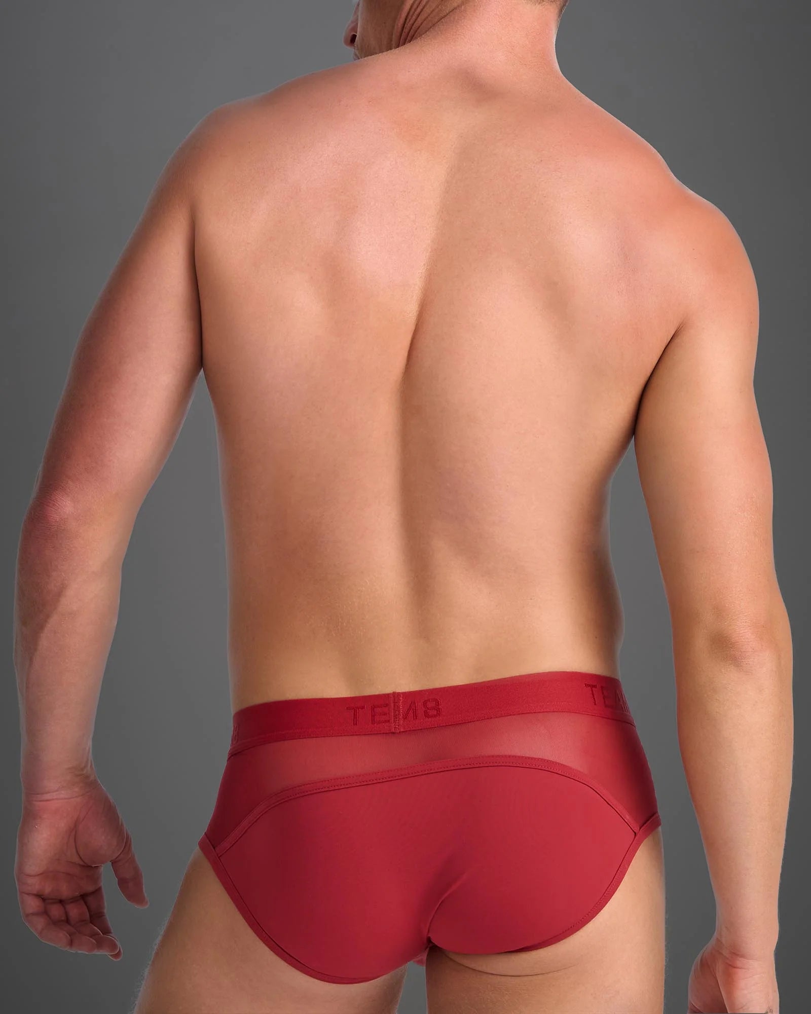 **Teamm8 Score Sheer Brief - Mesh Underwear for Men in Red - Perfect for Sports, Workouts & Everyday Comfort**