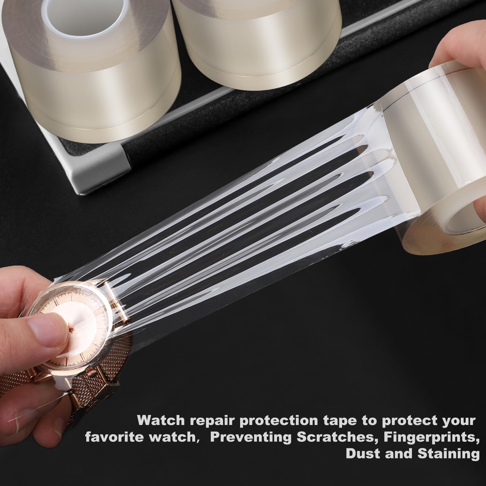 Premium Anti-Static Watch Screen Protector Film - 2 Pack, 2 x 2.9 Inch Transparent Plastic Wrap for Watches & Jewelry | Scratch, Fingerprint & Dust Protection | Perfect for Rolex, Apple Watch, Luxury Watches & Jewelry Display Cases