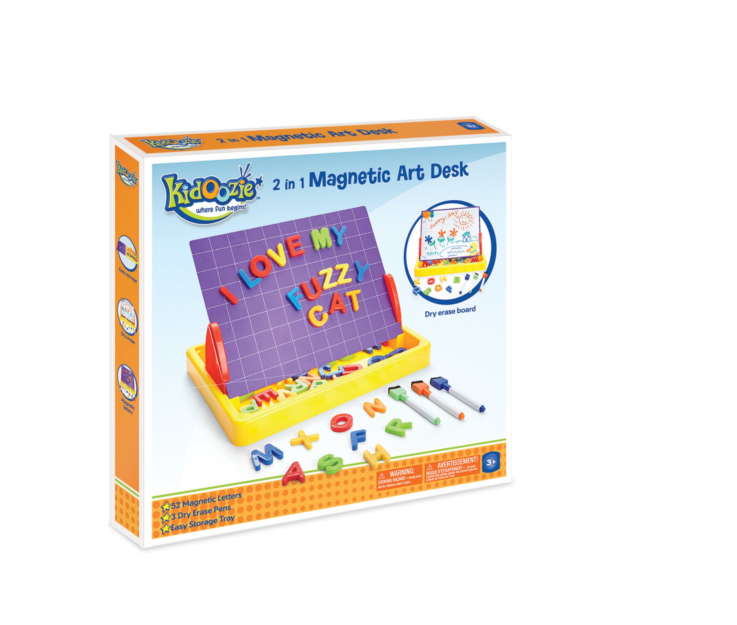 Kidoozie 2-in-1 Magnetic Art Desk for Kids - Double-Sided Drawing Board & Dry Erase Board - Perfect for Home, School & Travel Activities