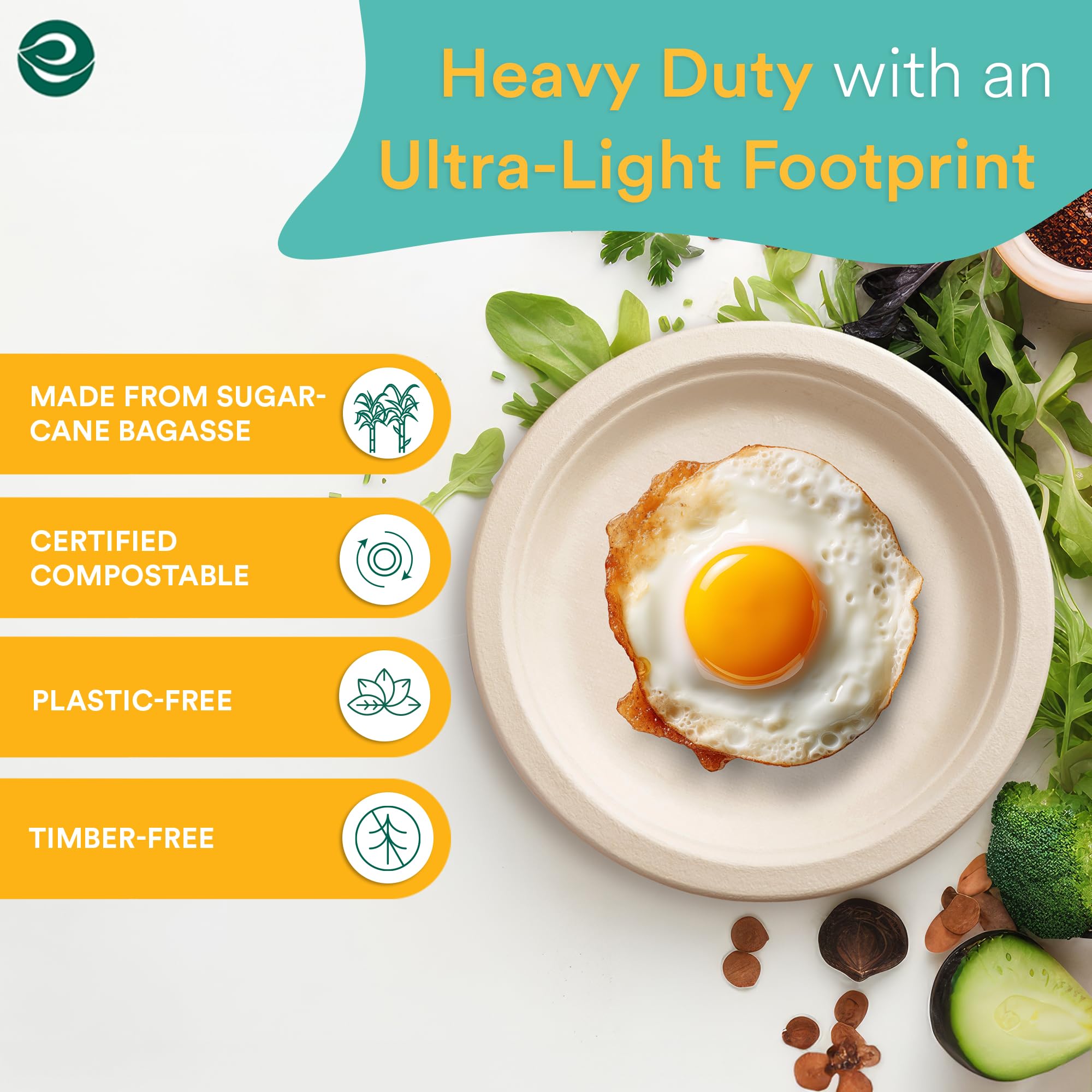 ECO SOUL 6 Inch 100-Pack Biodegradable Sugarcane Plates | Eco-Friendly Disposable Bagasse Dinnerware for Parties, Weddings & Events | Round Beige Plates (15 cm) | Perfect for Snacks, Desserts & Catering