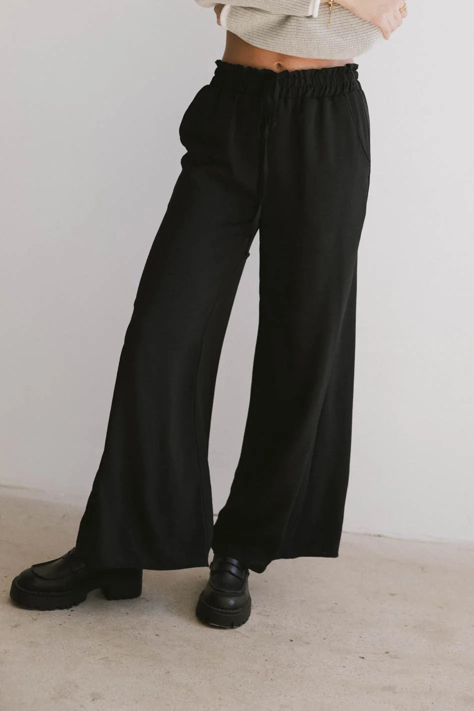 Stylish Black Wide Leg Pants for Women - Comfortable & Trendy Lounge Pants for Casual Wear, Office, or Travel