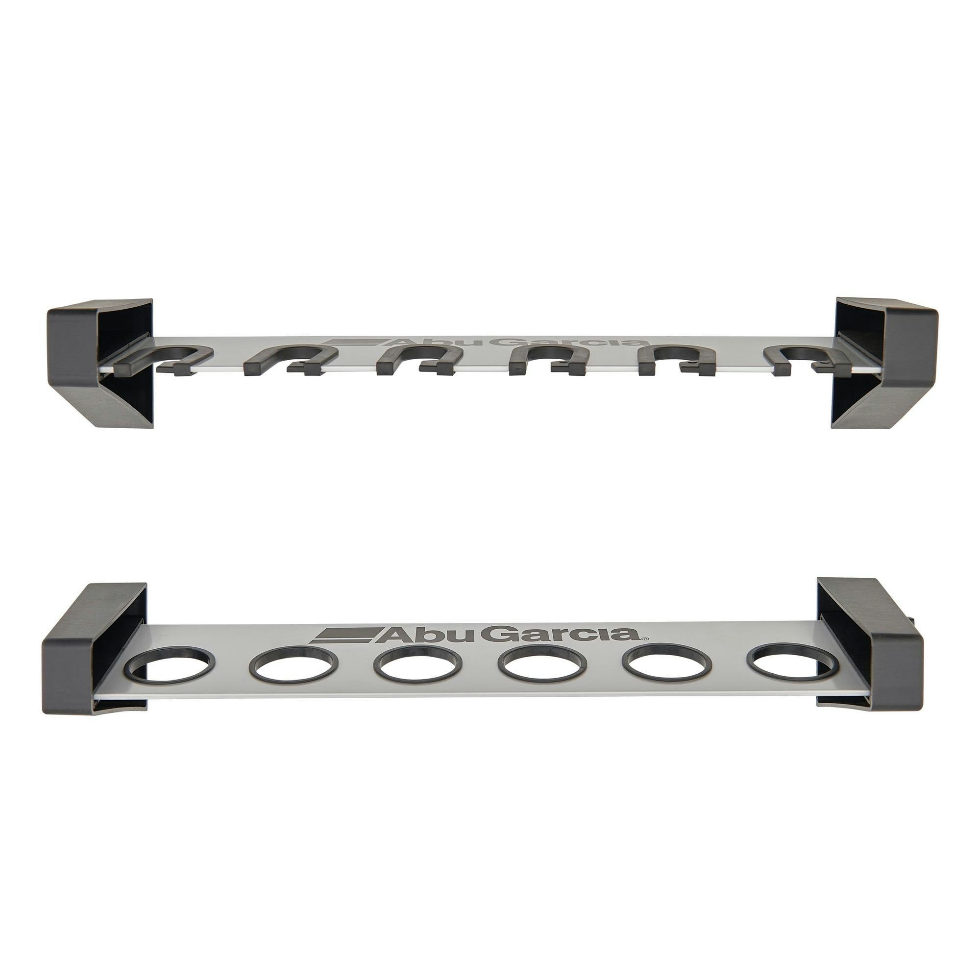 Abu Garcia Horizontal 6 Rod Fishing Pole Holder - Wall Mounted Fishing Rod Storage Organizer for Garage, Boat, or Home - Perfect for Anglers & Fishing Enthusiasts