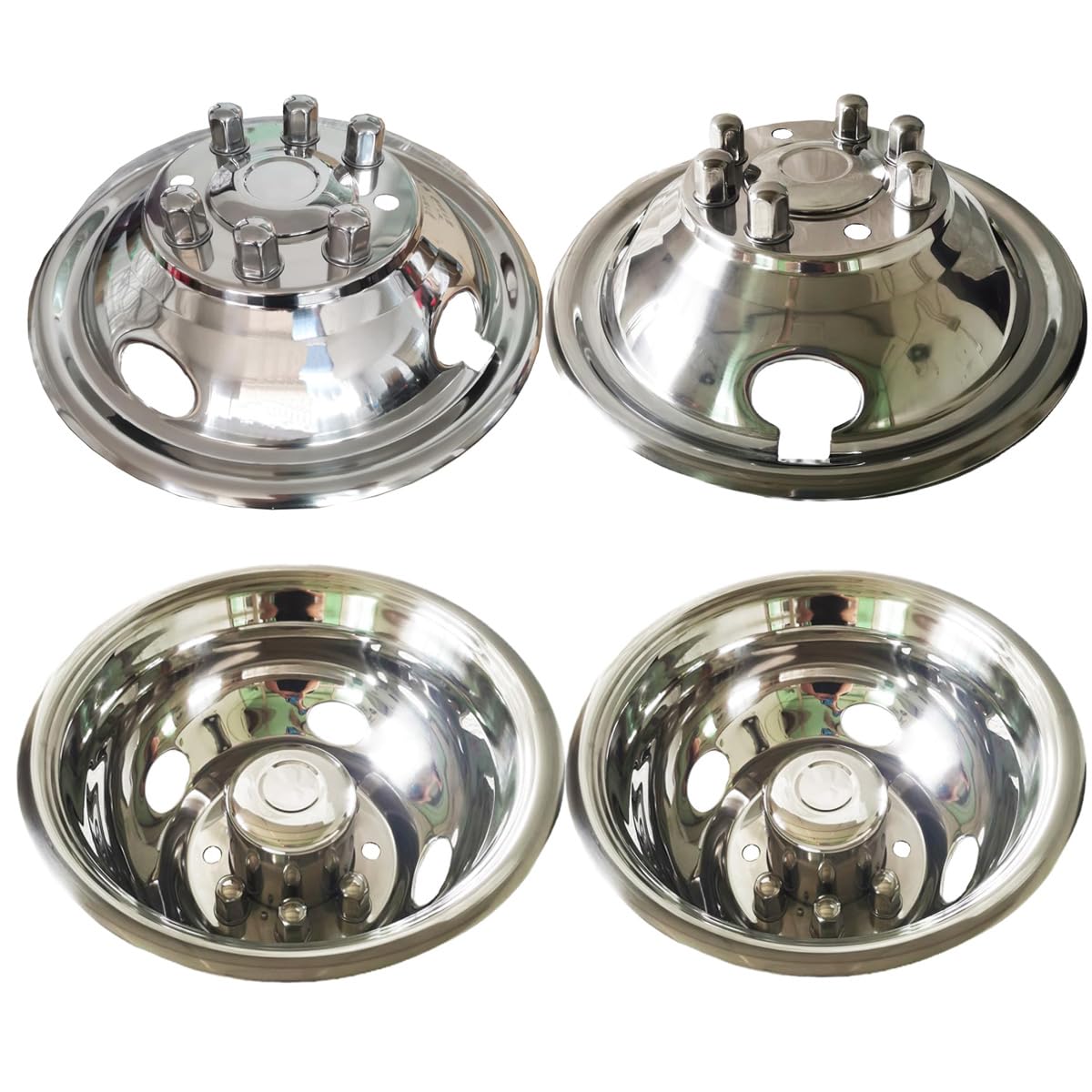 4pcs Front & Rear Polished Stainless Steel Wheel Simulators for 1999-2002 Ford F350 Dually - 16