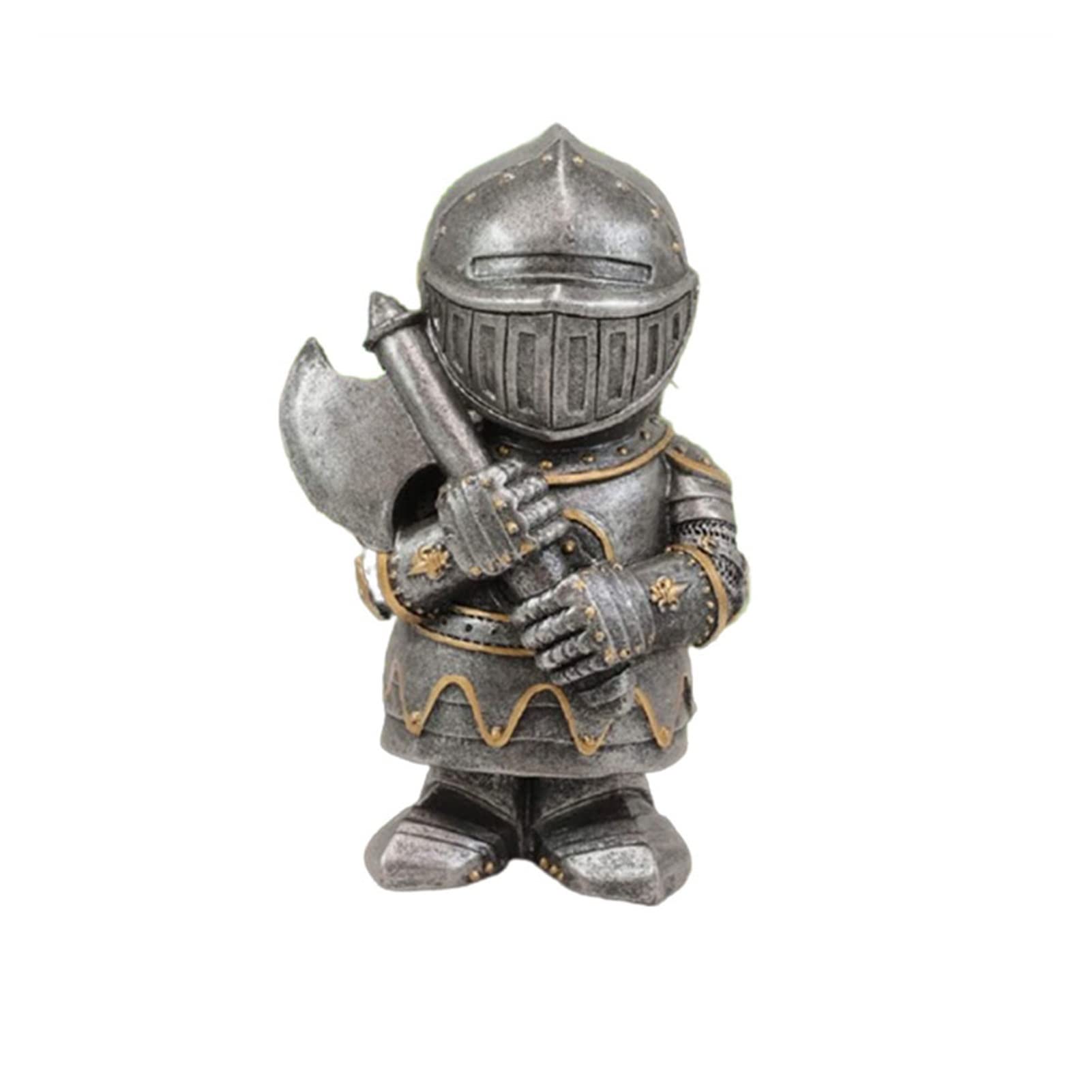 Outdoor Garden Sculpture - Dwarf Knight Statue in Armor, Miniature Goblin Soldier Guard Ornament for Lawn & Yard Decoration | Perfect for Fairy Gardens, Patios & Landscaping (Color: 06)
