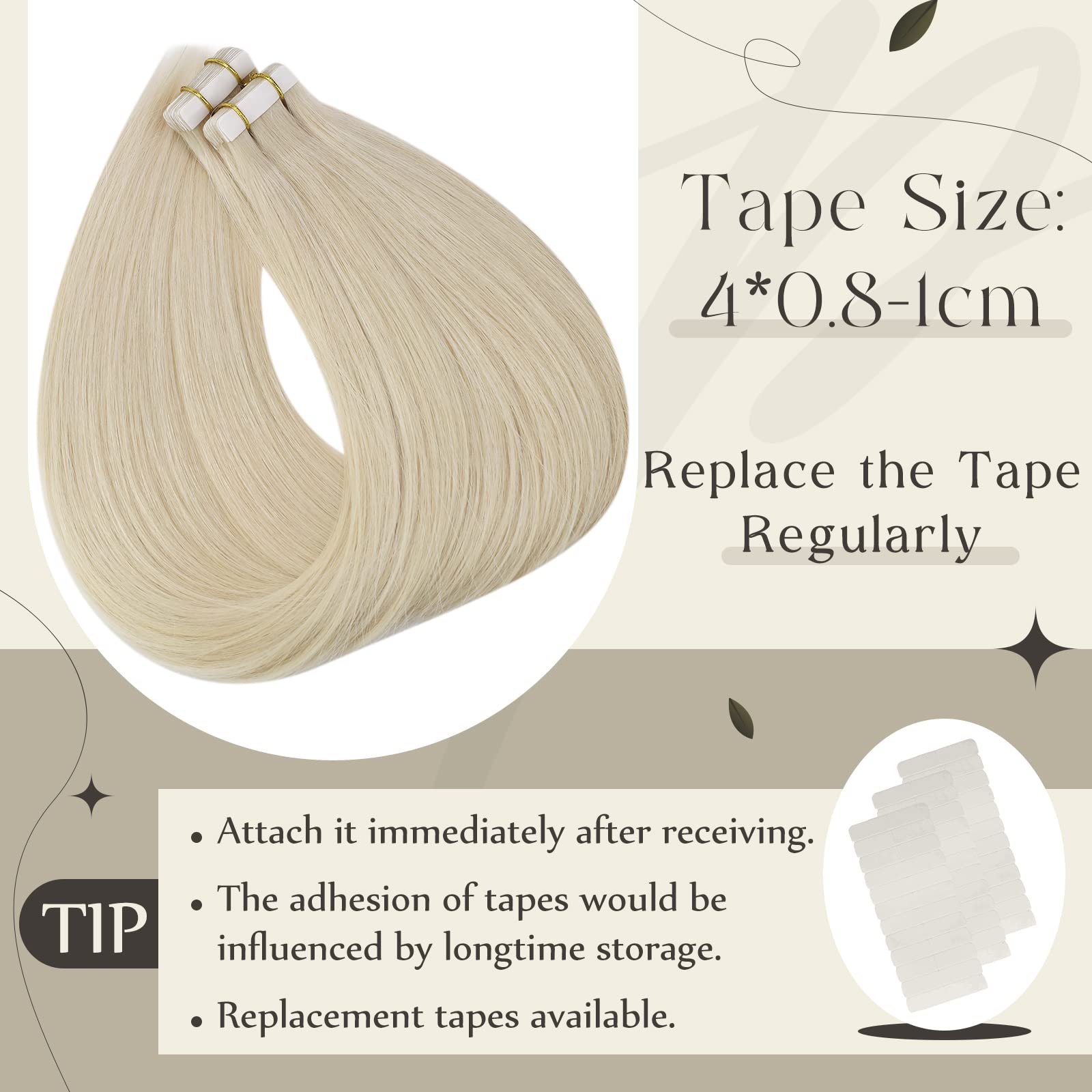 Premium Remy Human Hair Tape-In Extensions - 40Pcs/100Grams (Blonde Highlights, Silky Straight & Soft) for Short Hair - Includes #60 & P16/22 Packs - Perfect for Daily Styling, Volume Boost & Special Occasions