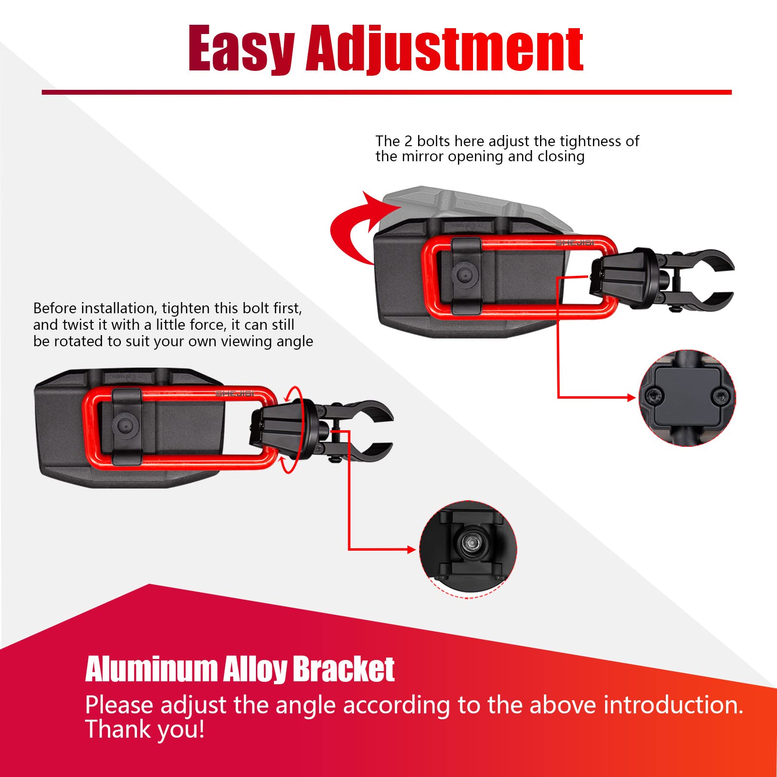 2023 New UTV Side Mirrors for 1.65