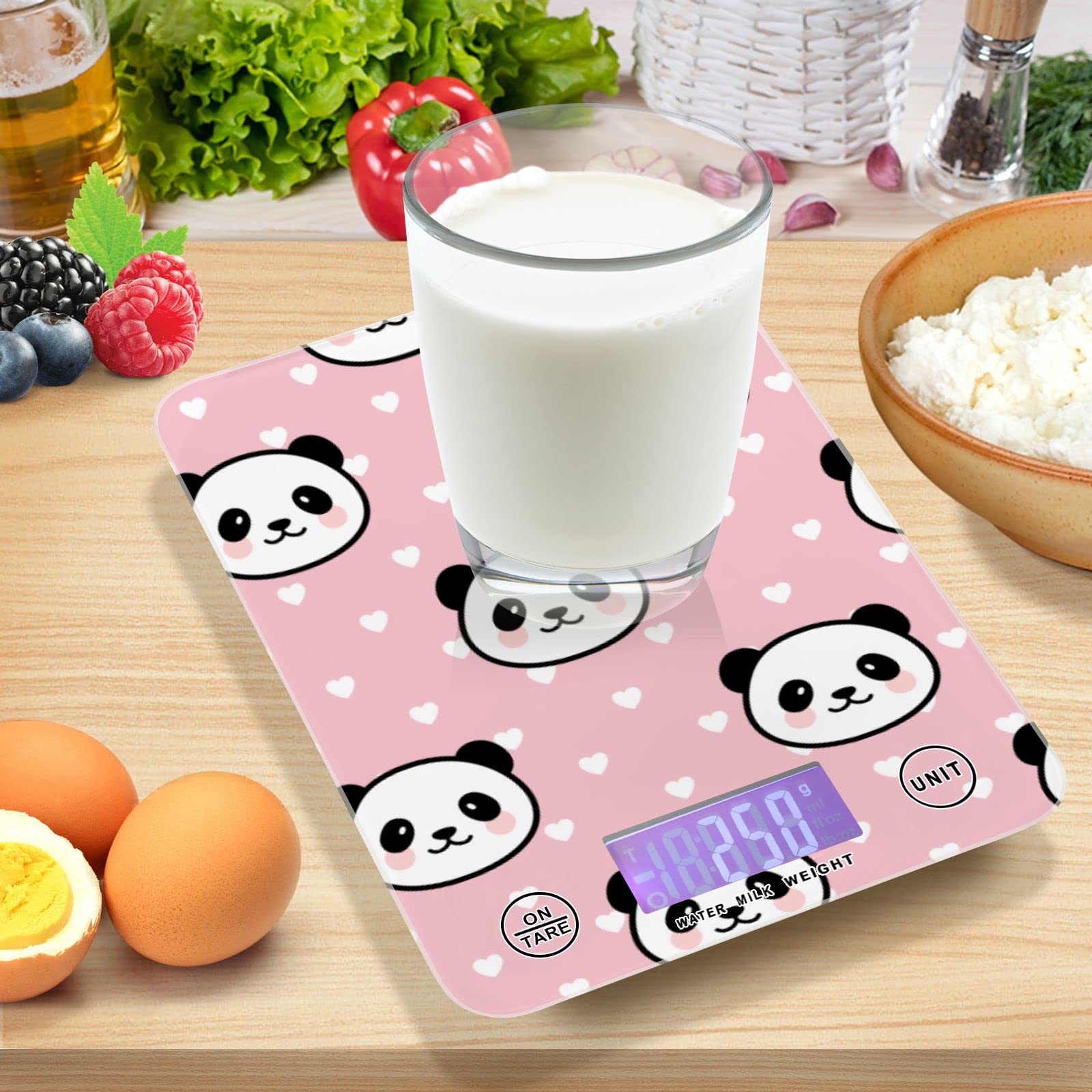Panda Pink Digital Kitchen Scale - Waterproof Food Scale with Ounces & Grams for Cooking, Baking, Weight Loss | Perfect for Meal Prep, Portion Control & Healthy Eating