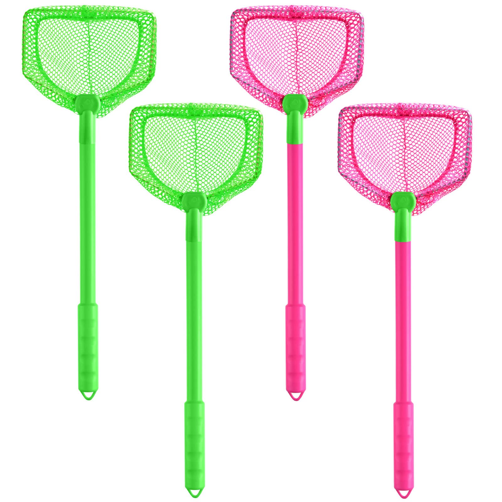 **Coopay 4-Piece Kids Fishing Net Set - Bug, Fish & Butterfly Catching Nets for Outdoor Play - Beach Toys for Boys & Girls (Green, Rose Red) - Perfect for Backyard, Park & Beach Adventures**