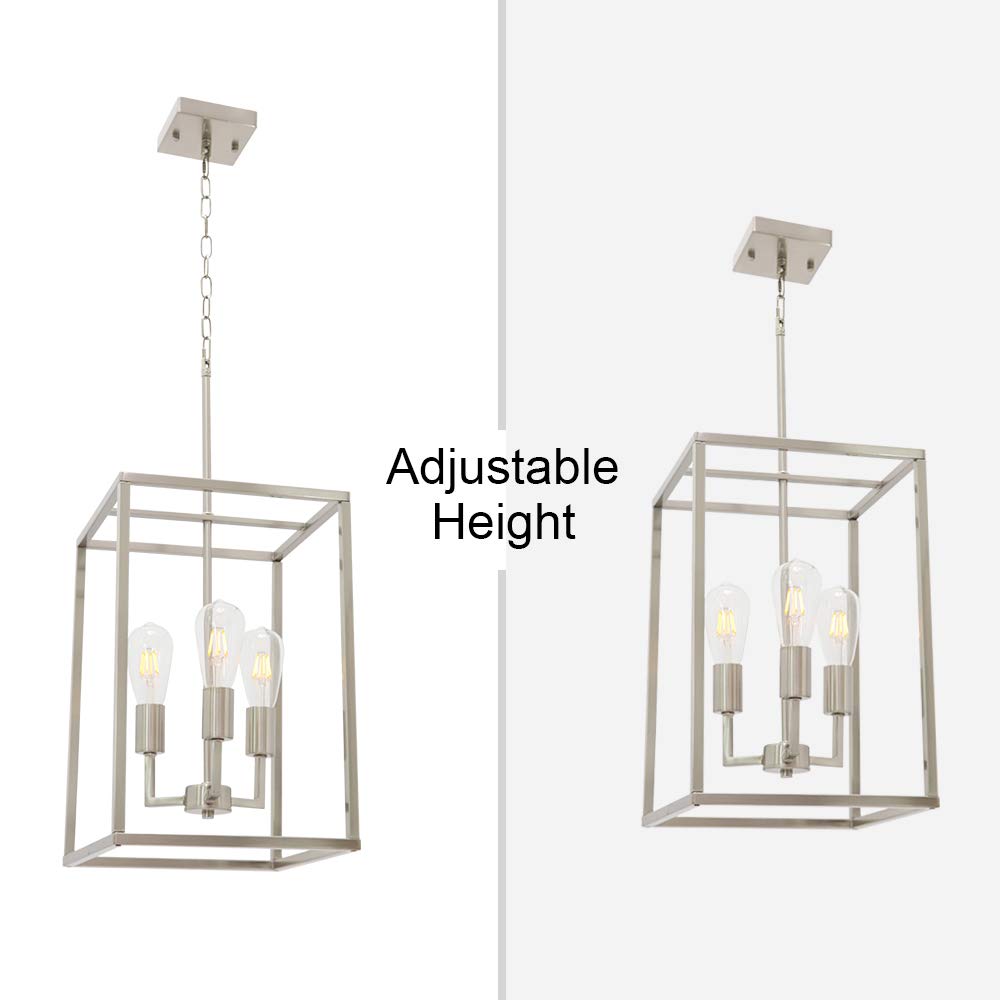 VINLUZ 3-Light Classic Brushed Nickel Chandelier - Elegant Indoor Pendant Lighting for Foyer, Hallway, Kitchen & Dining Room | Perfect for Home Decor, Wedding Venues and Restaurant Ambiance