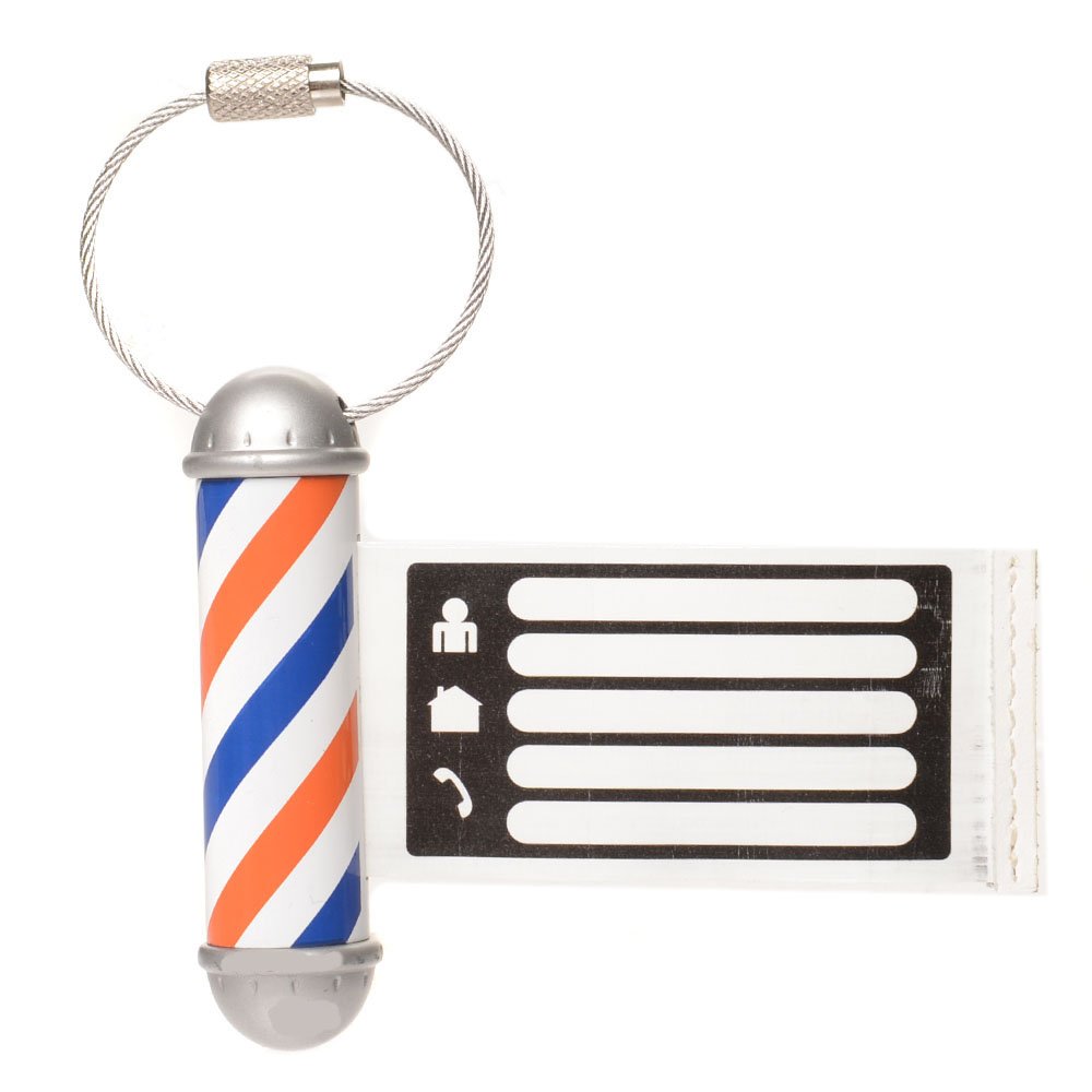 Stylish Steel Barber Pole Luggage Tag - Durable Metal Travel ID Tag for Suitcases & Bags - Perfect for Travelers, Business Trips & Vacation