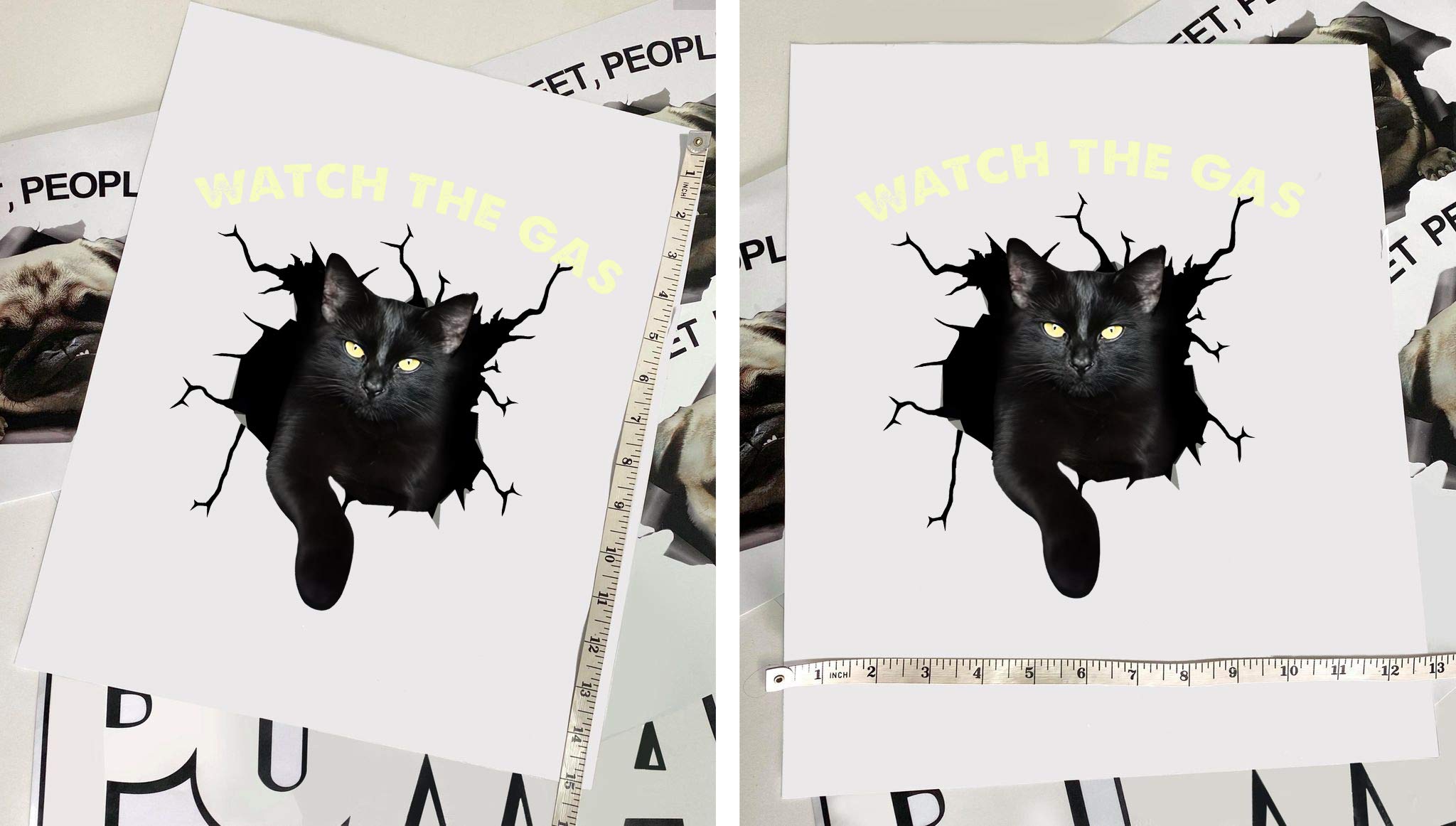 Black Cat Car Decals - Pack of 2 Vinyl Stickers for Windows & Walls (12