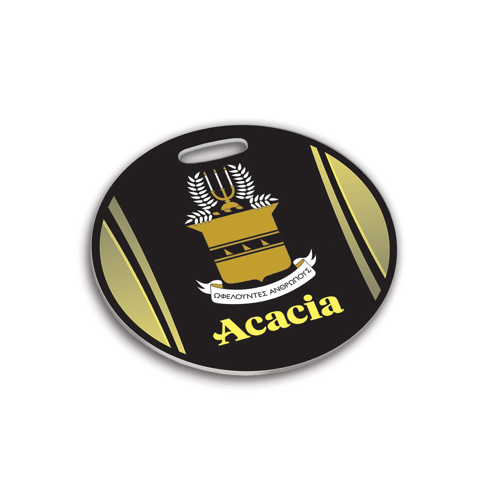 Acacia Fraternity Luggage Tag - Durable Round Plastic ID Bag Tag for Suitcases & Travel Bags - Perfect for Fraternity Members, College Students & Travelers