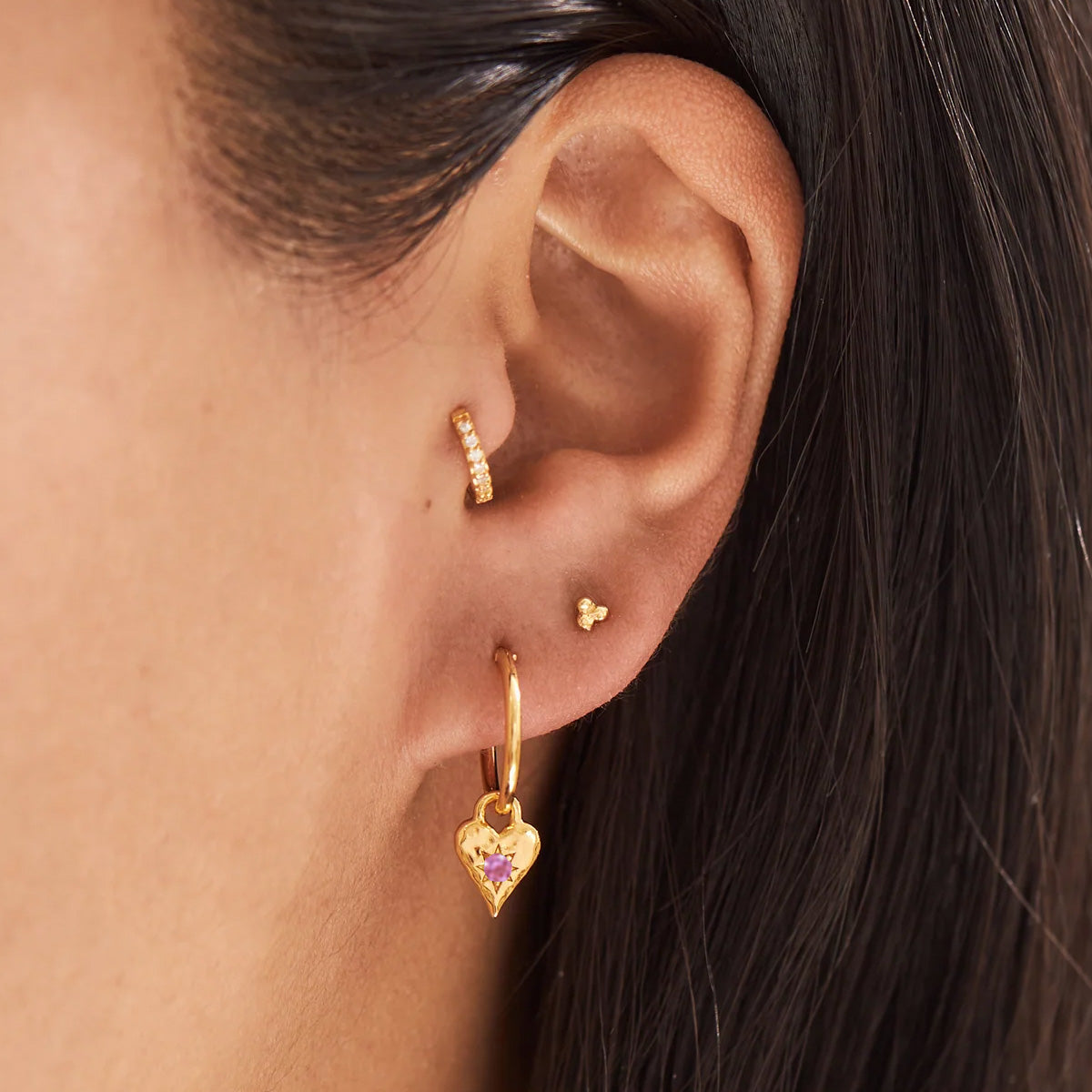 14K Gold Plated Pink Tourmaline Heart Hoop Earrings for Women - Elegant Valentine’s Day Gift & Everyday Wear