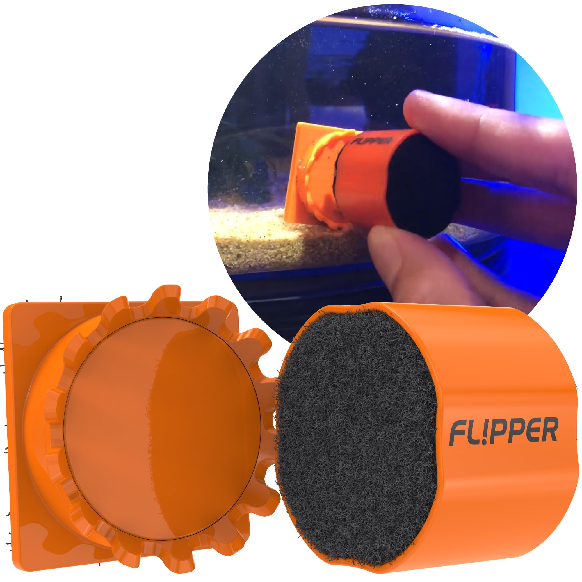 FL!PPER Pico 2-in-1 Magnetic Aquarium Glass Cleaner & Algae Scraper - Orange Fish Tank Cleaning Tool for Freshwater & Saltwater Aquariums - Perfect for Home, Office, and Pet Store Use