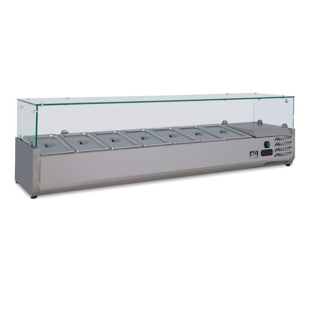 Commercial AG Bench Top Saladette & Pizza Showcase 1600mm - Perfect for Delis, Pizzerias, and Buffet Displays