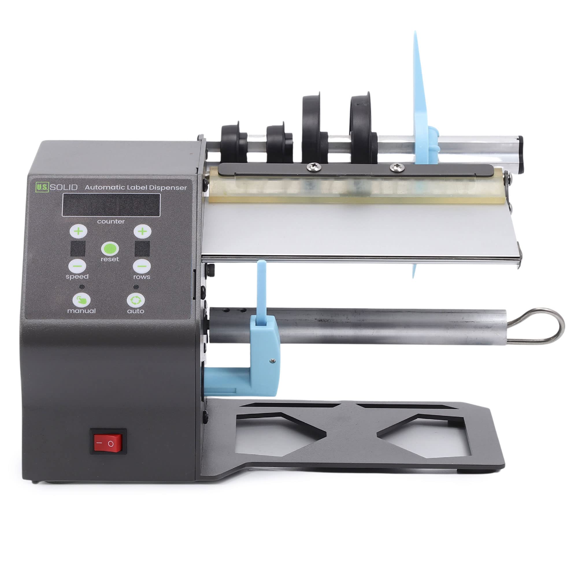 U.S. Solid Automatic Label Dispenser for Rolls & Fanfold Labels - Electric Label Applicator for Translucent/Opaque Labels with Counter & Adjustable Speed - Max 7