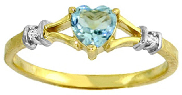 0.47 Carat 14K Solid White Gold Blue Topaz Diamond Ring for Women - Elegant Birthstone Jewelry Gift for Anniversary, Engagement & Special Occasions