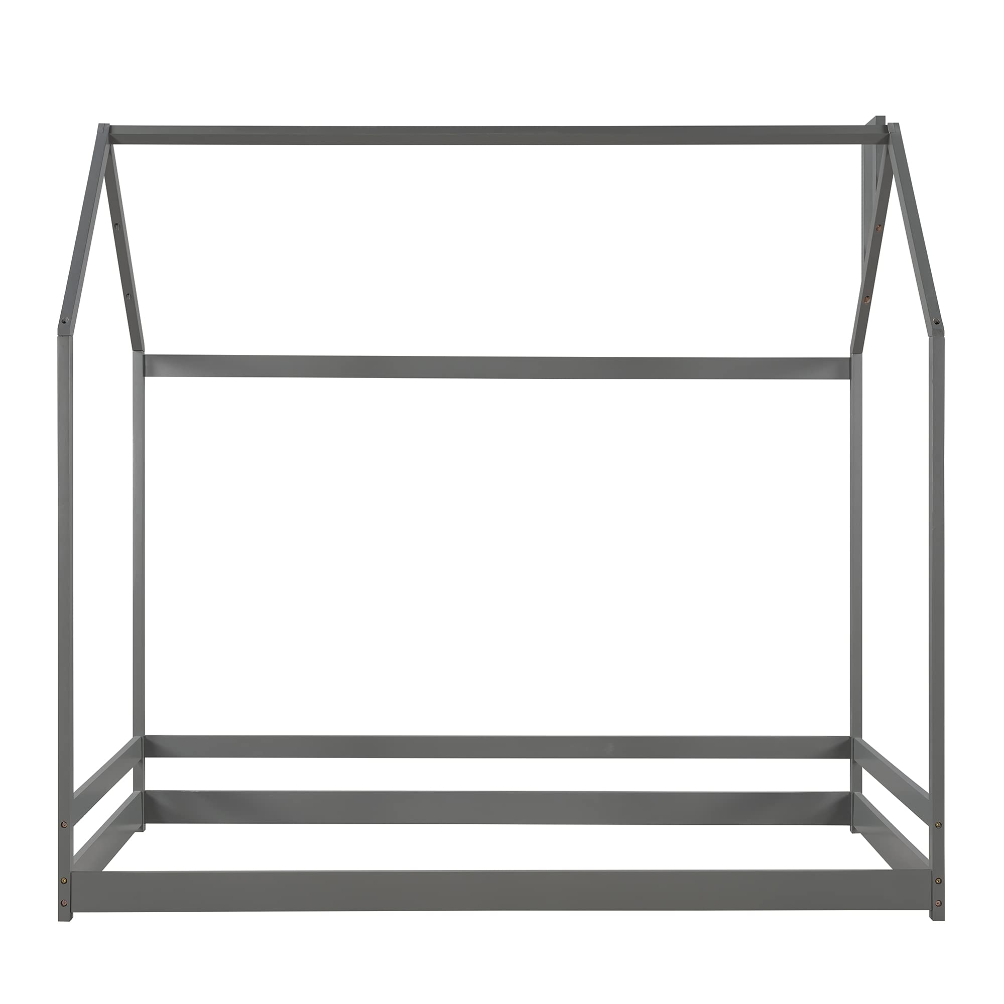 LZ LEISURE ZONE Twin House Bed Frame - Solid Wood Kids Bed with Safety Rails, Grey Twin Size House-Shaped Bed for Toddlers & Children | Perfect for Bedrooms, Playrooms & Sleepovers