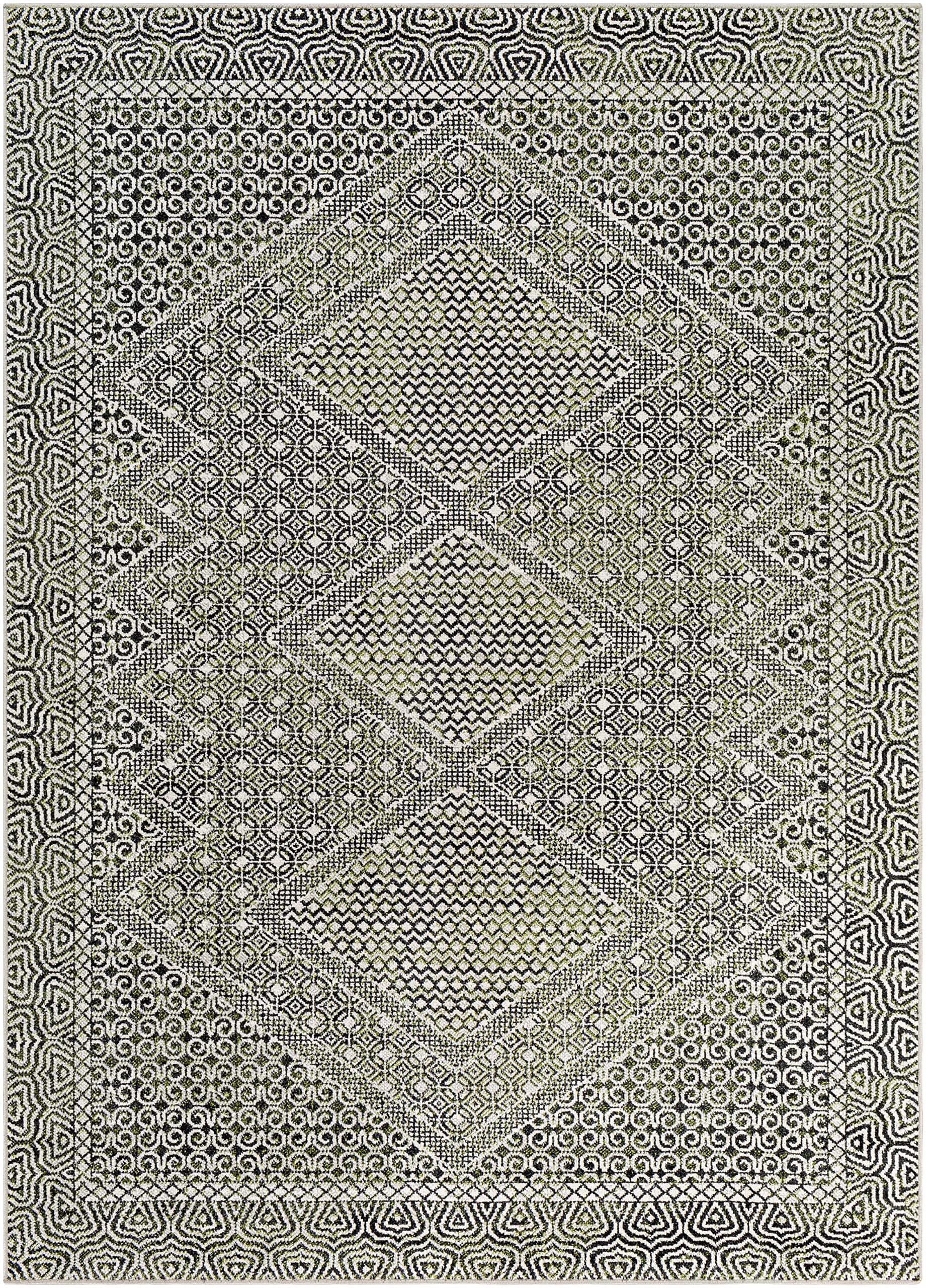 Premium Hauteloom Bongao Washable Area Rug - Soft Living Room & Bedroom Carpet - Black & Gray Modern Design - 9'3