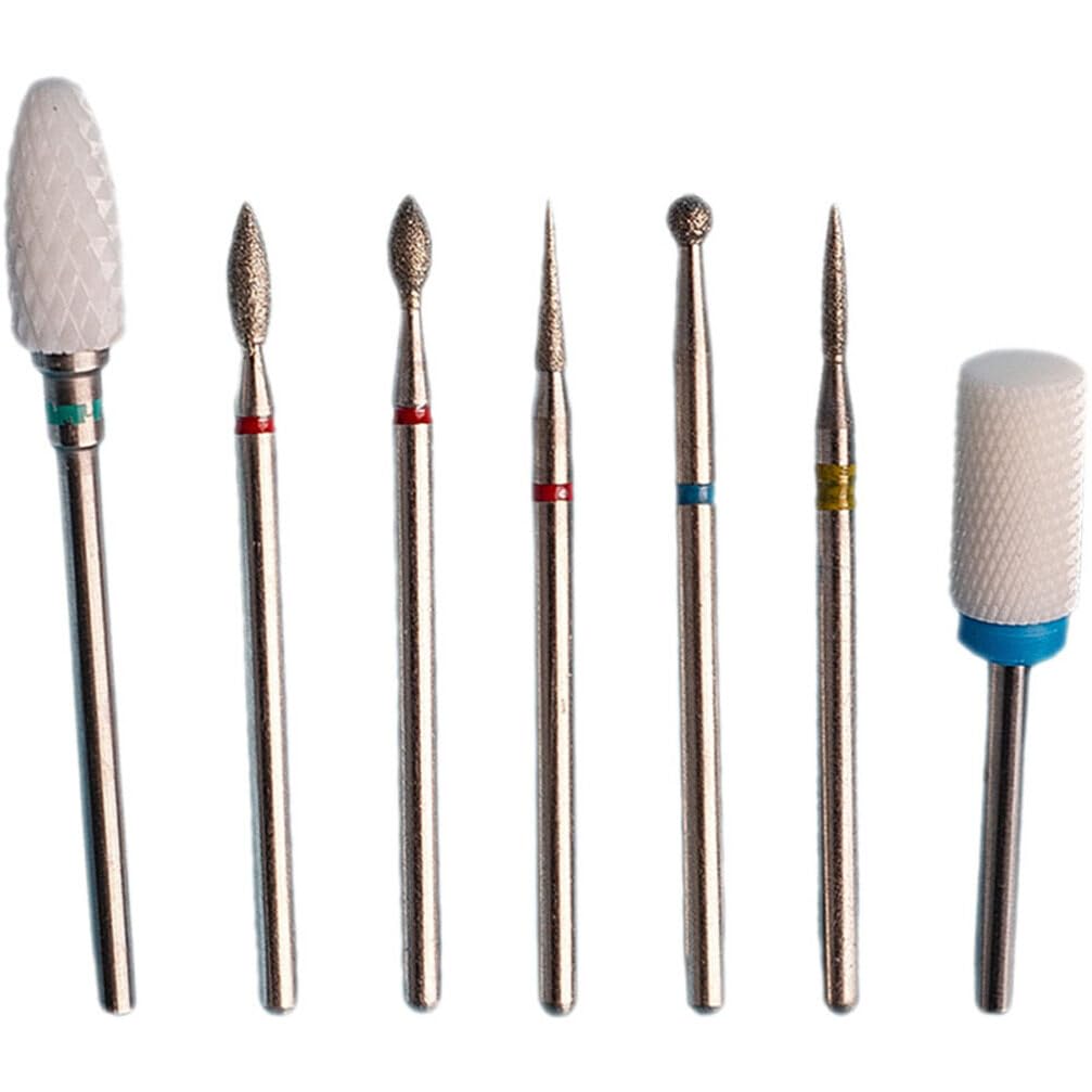 EXCLUZO 7-Piece Professional Manicure Drill Bit Set for Nail Art, Grinding & Cuticle Care - Perfect for Home & Salon Nail Care