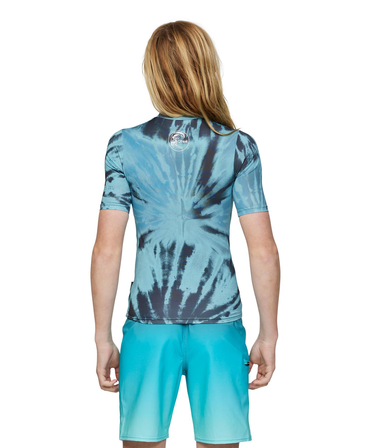 O'Neill Boys Tie Dye Short Sleeve UV Protection Rash Guard Shirt for Swimming, Surfing & Beach Activities