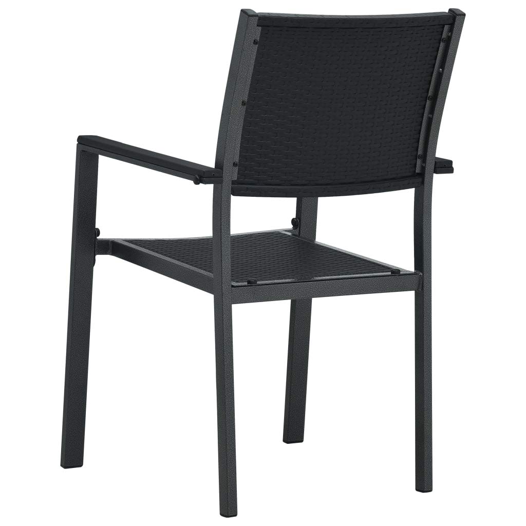 vidaXL 4-Piece Patio Chair Set - Black Plastic Rattan-Look Outdoor Dining Chairs with Weather-Resistant Steel Frame for Garden, Terrace, Balcony | Perfect for Outdoor Entertaining, BBQs, and Poolside Relaxation