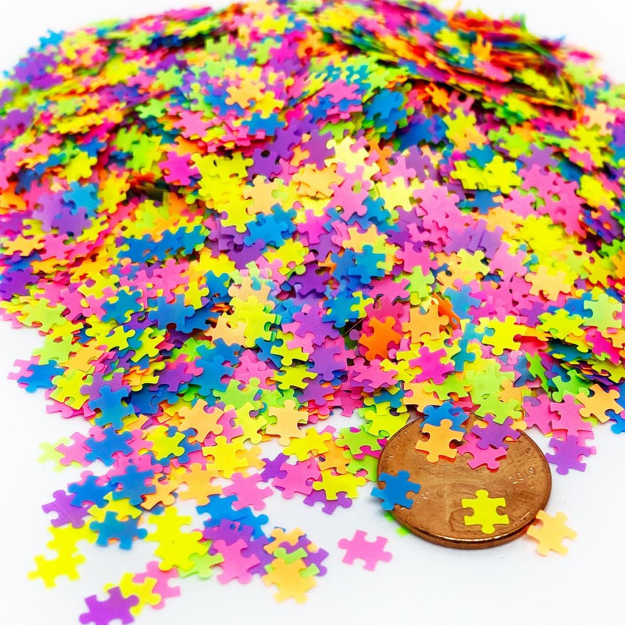 Neon Puzzle-Shaped Glitter for Crafts - 4oz Vibrant Puzzle Piece Glitter for DIY, Scrapbooking & Nail Art - Perfect for Kids' Projects, Party Decor & Art Supplies
