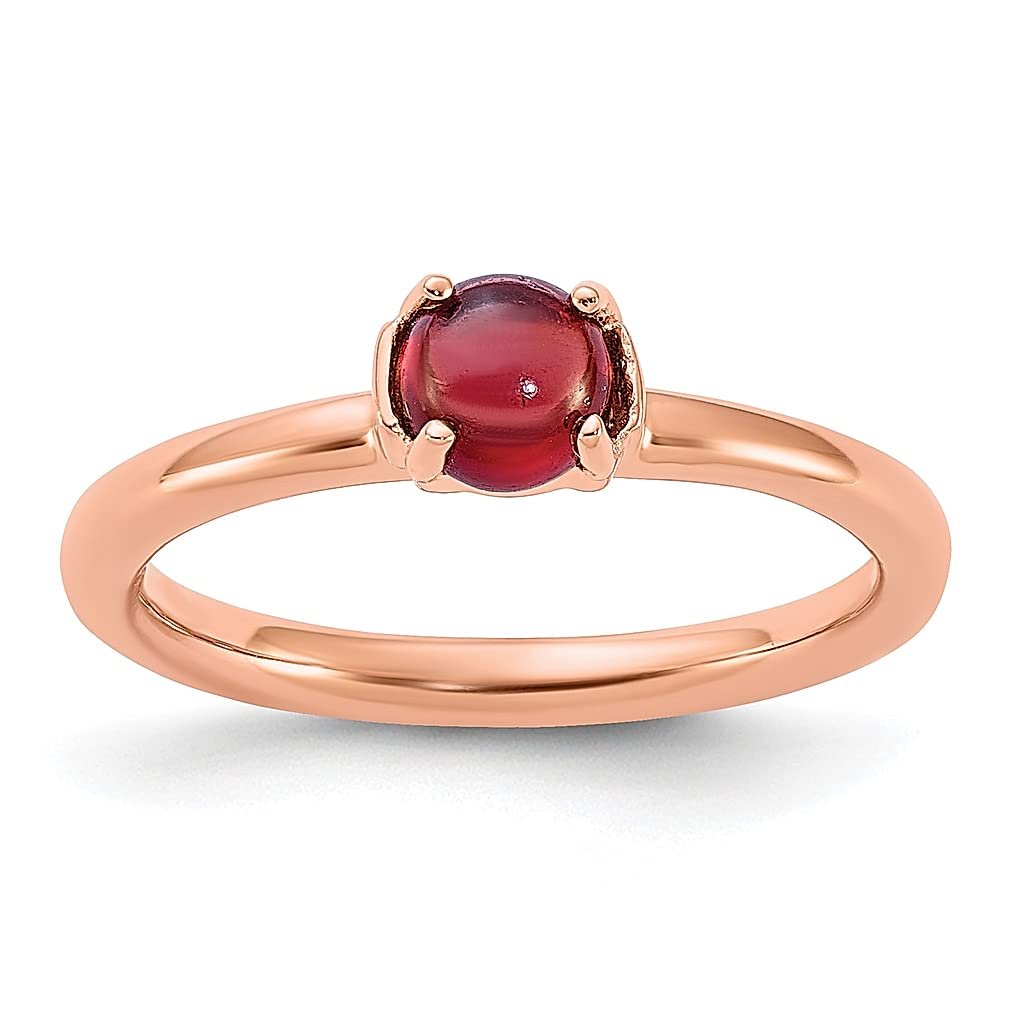 925 Sterling Silver Red Garnet Pink Plated Stackable Band Ring - January Birthstone Jewelry for Women | Elegant Gift for Her, Perfect for Daily Wear, Stacking & Special Occasions