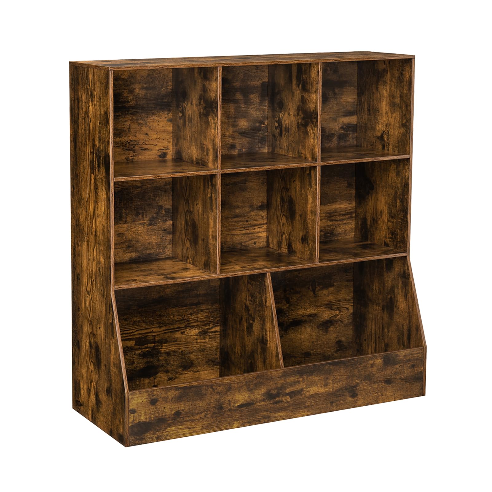 DINZI LVJ Wooden Toy Storage Organizer & Kids Bookshelf - 8 Cubby Bookcase for Playroom, Bedroom, Nursery - 39.4