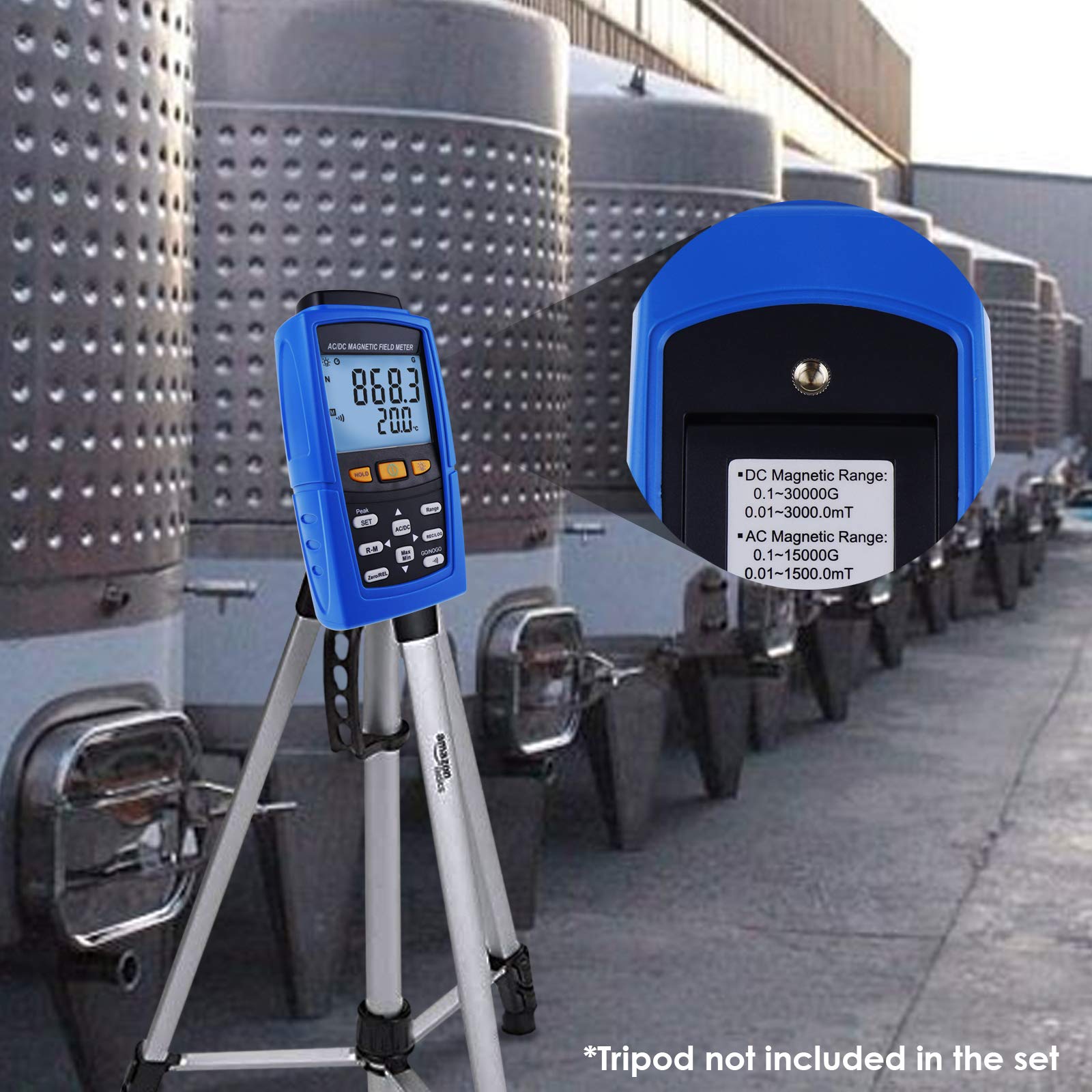 AC/DC Gaussmeter - Digital Magnetic Field Strength Meter with 3000mT (30000 Gauss) Range, N/S Polarity Detection & Auto/Manual Data Recording - Ideal for Industrial Testing, Laboratory Research and Permanent Magnet Analysis