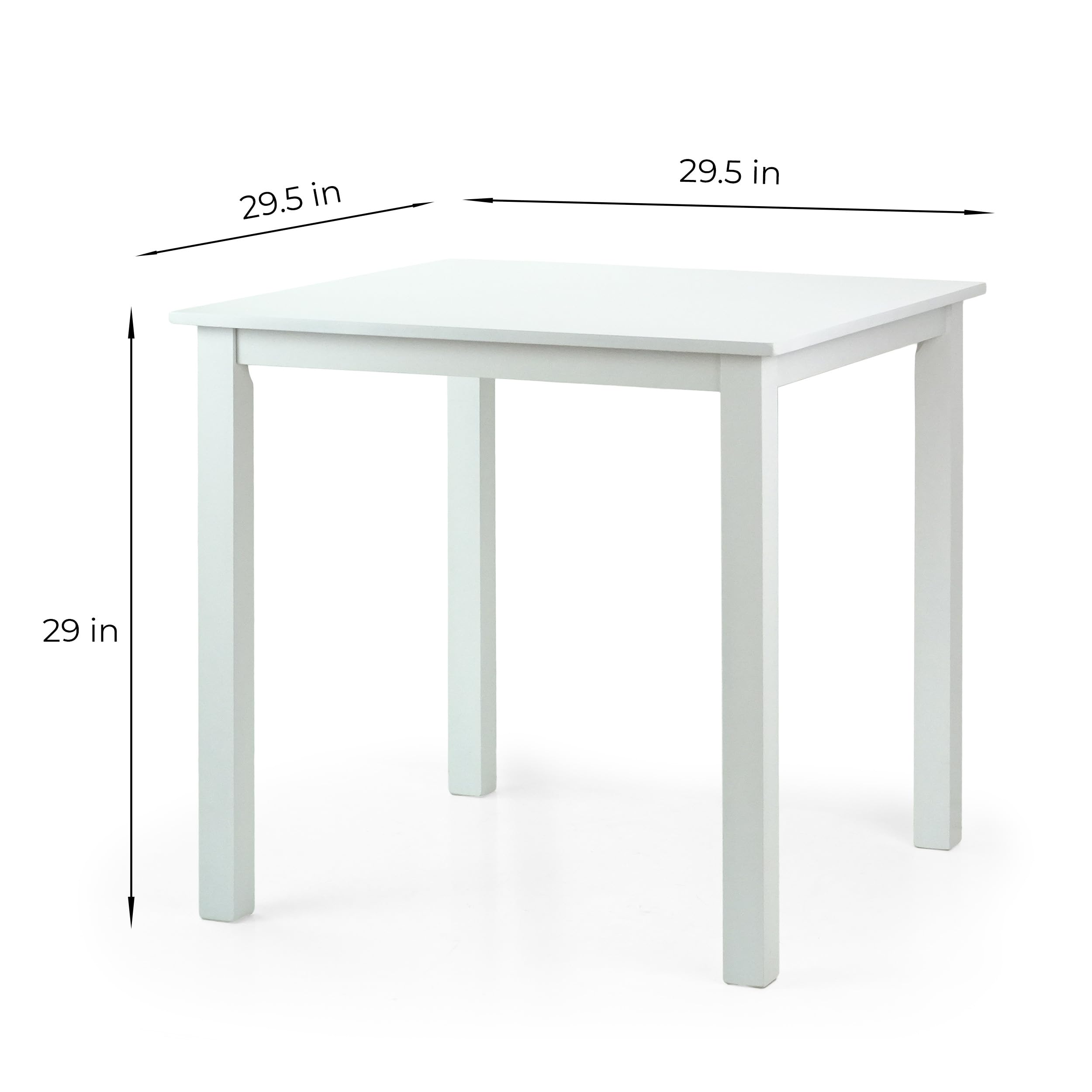 **3-Piece White Solid Wood Dining Set - Square Table & 2 Side Chairs - Classic Kitchen Furniture for Small Spaces & Breakfast Nooks**