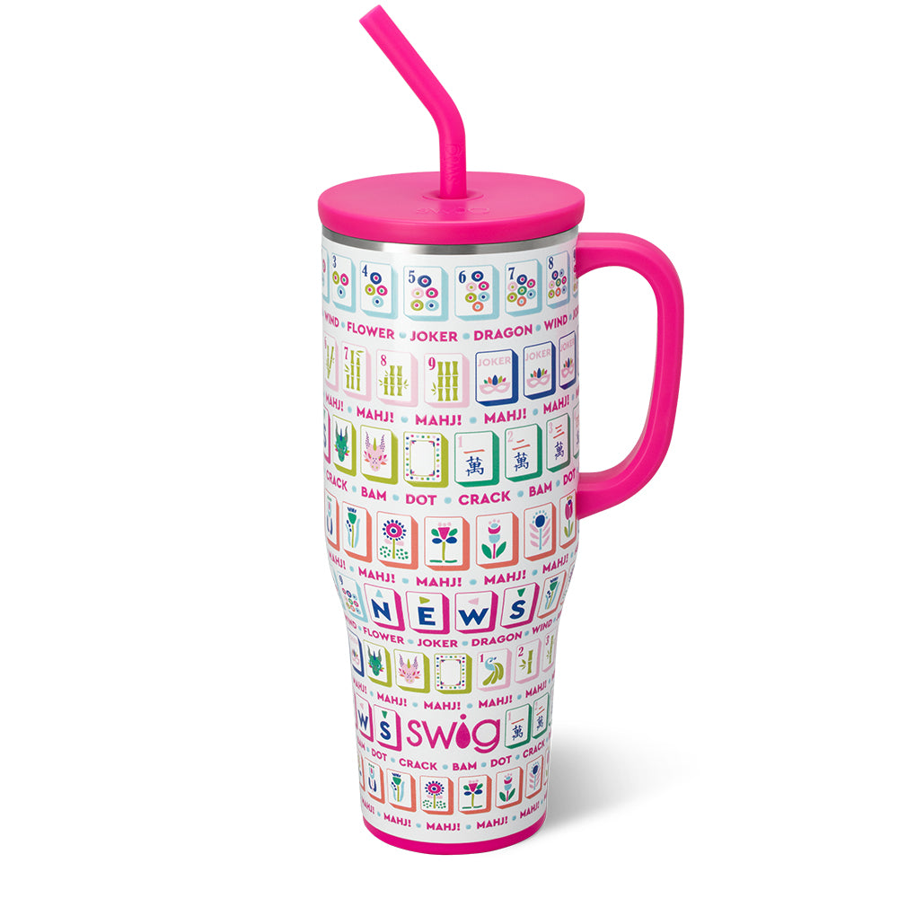 40oz Mahjong Mega Mug - Large Insulated Tumbler for Hot & Cold Drinks - Perfect for Coffee, Tea, and Gaming Nights