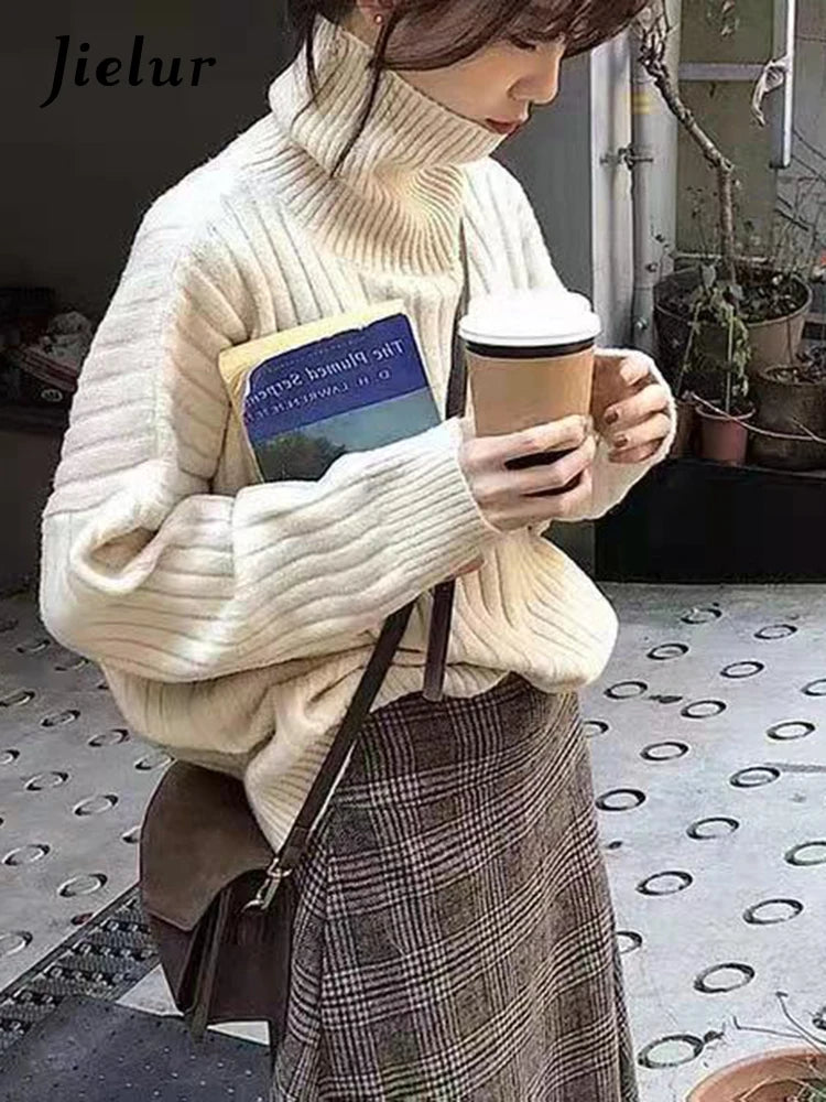 9 Color Women's Loose Knit Turtleneck Sweater - Long Sleeve Solid Pullover for Autumn & Winter | Casual Blue & Other Colors | Perfect for Office Wear, Weekend Outfits and Holiday Fashion