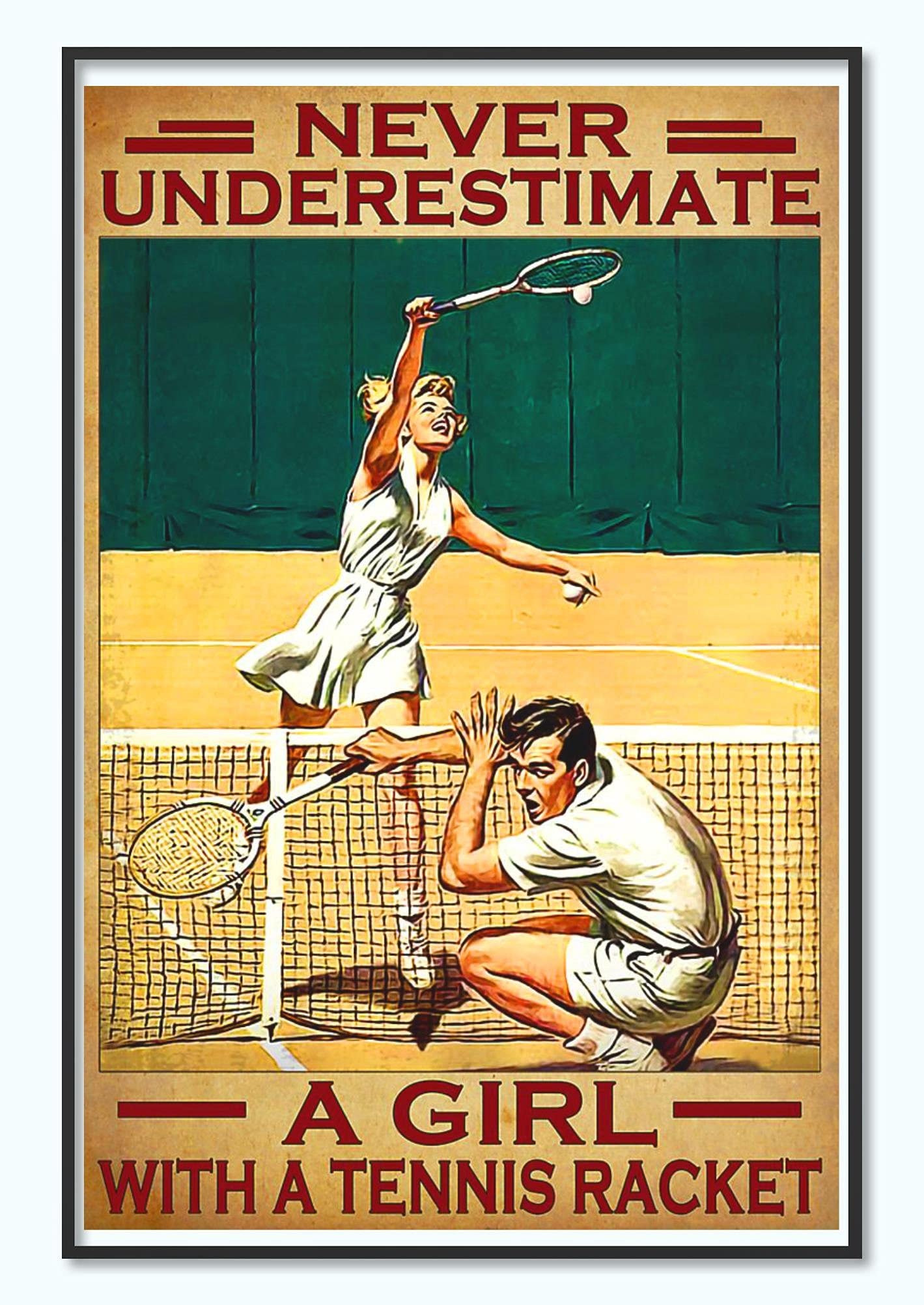 1000 Piece Wooden Jigsaw Puzzle - Girl with Tennis Racket & Couple Playing Tennis - Educational Puzzle Game for Adults & Kids - Brain Teaser Toy for Family Game Night & Birthday Gifts