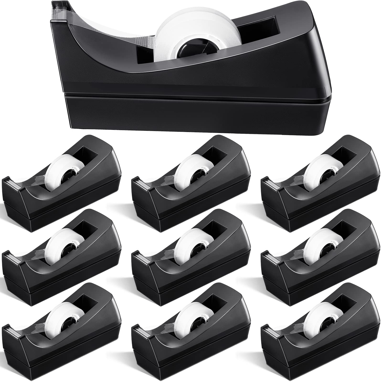 10 Pack Non-Skid Base Tape Dispenser for Office, Home & School - Desktop Tape Roll Holder (Tape Not Included) - Perfect for Wrapping Gifts, Organizing Documents & Crafting Projects
